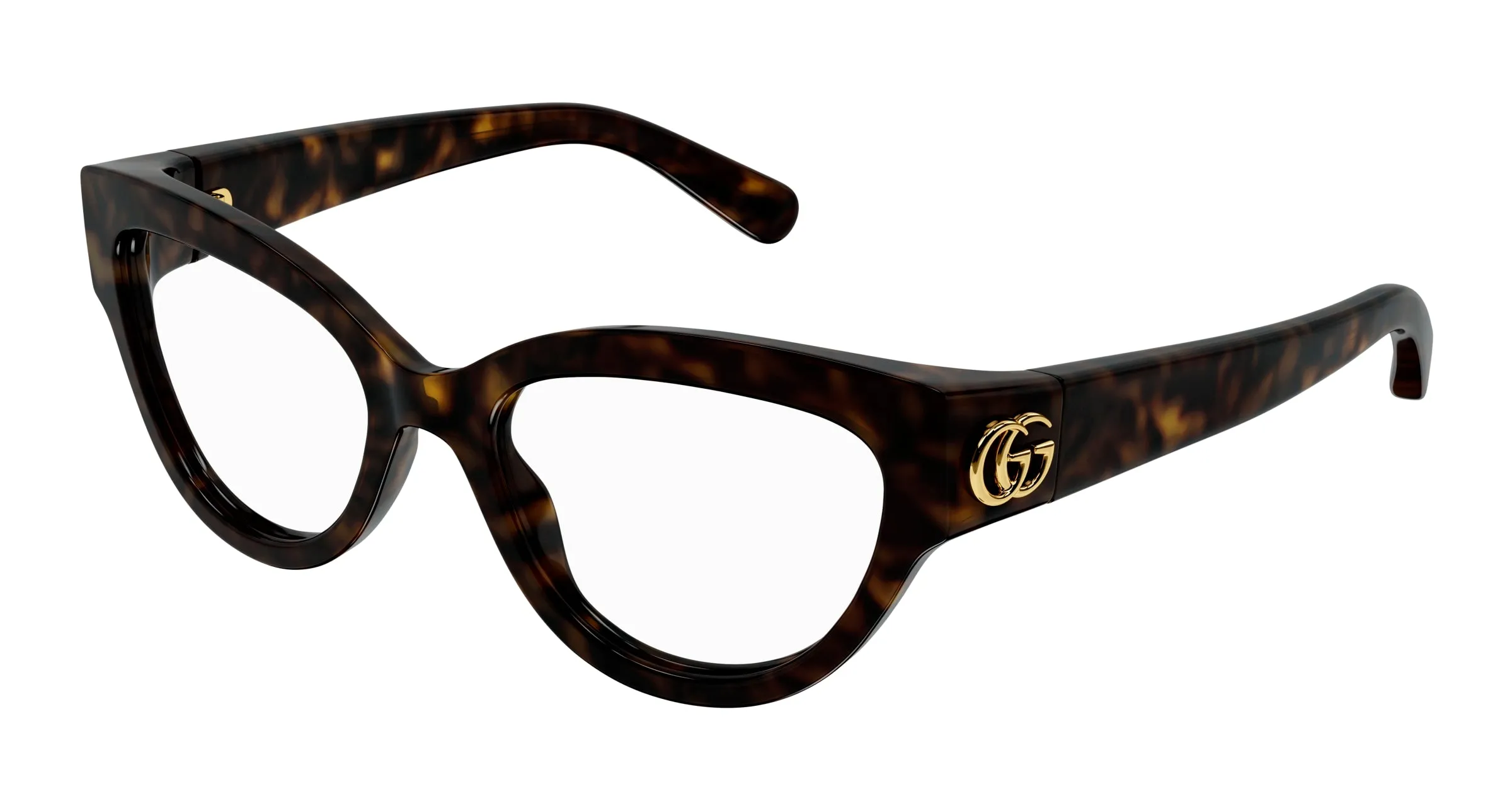 Gucci GG1598O 002 Montature da vista Iniettato Havana Trasparente Cat Eye - immagine 1
