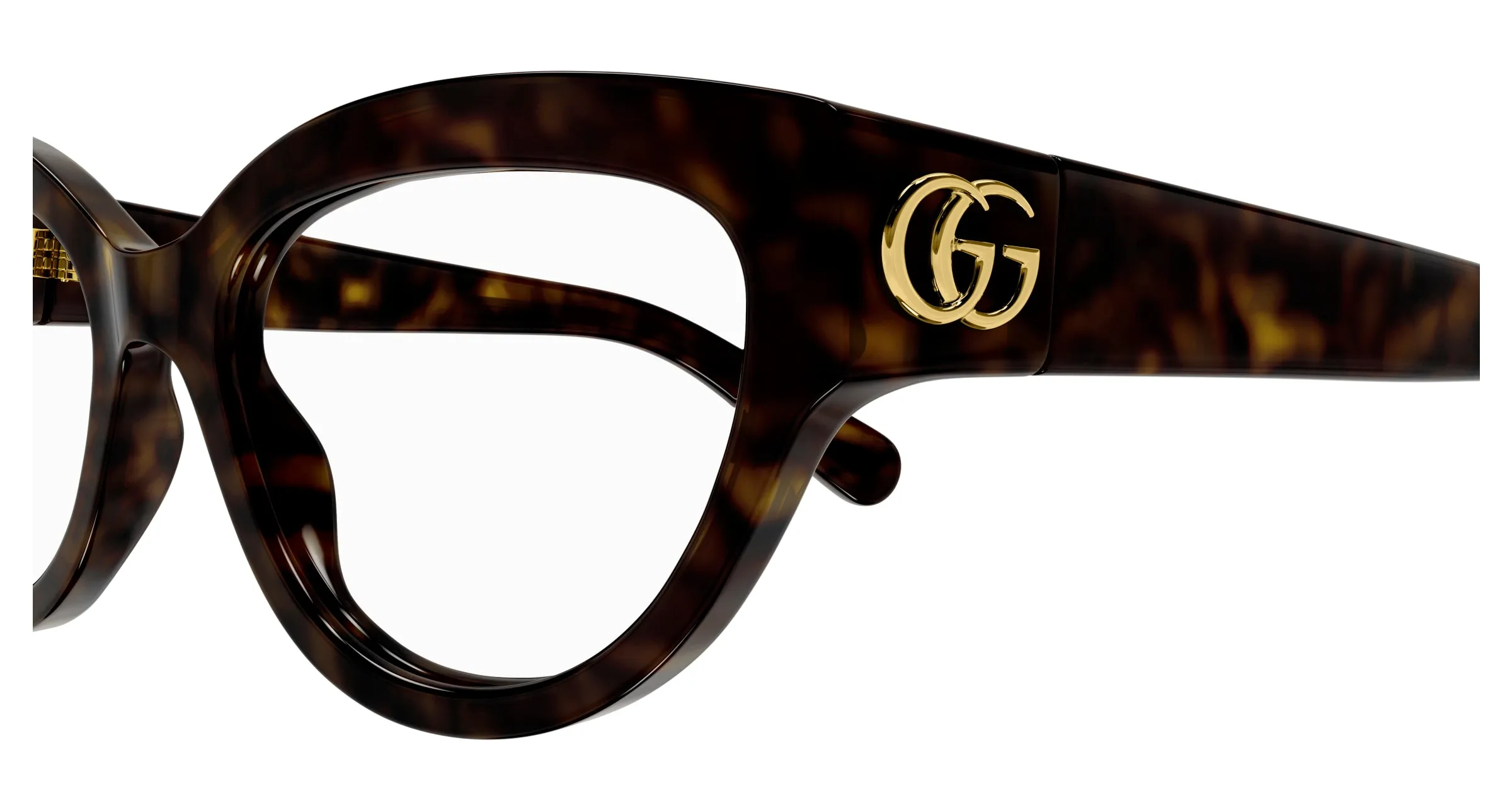 Gucci GG1598O 002 Montature da vista Iniettato Havana Trasparente Cat Eye - immagine 3
