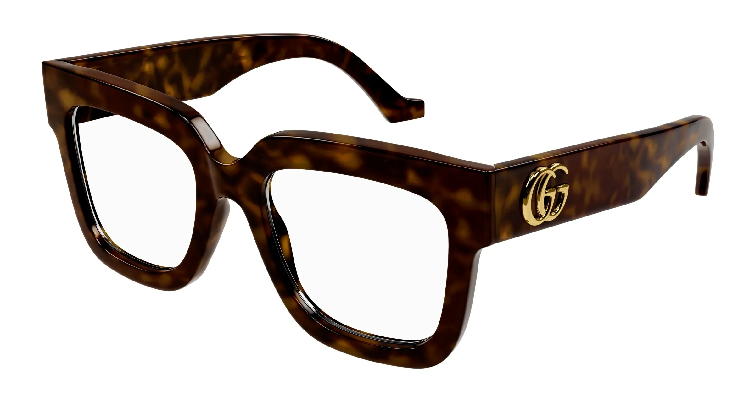 Gucci GG1549O 002 Montature da vista Acetato Havana Trasparente Squadrata - immagine 1