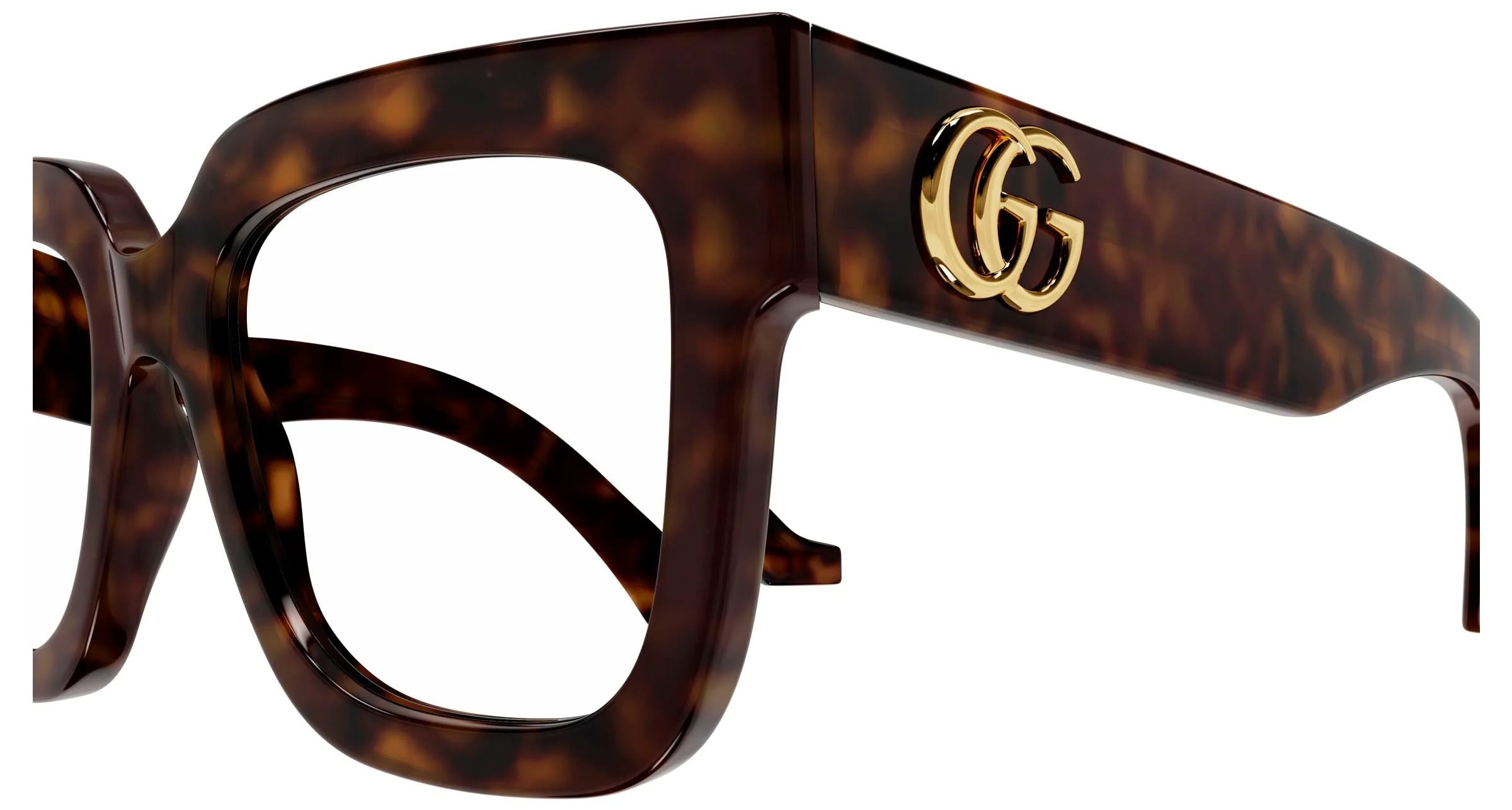 Gucci GG1549O 002 Montature da vista Acetato Havana Trasparente Squadrata - immagine 3