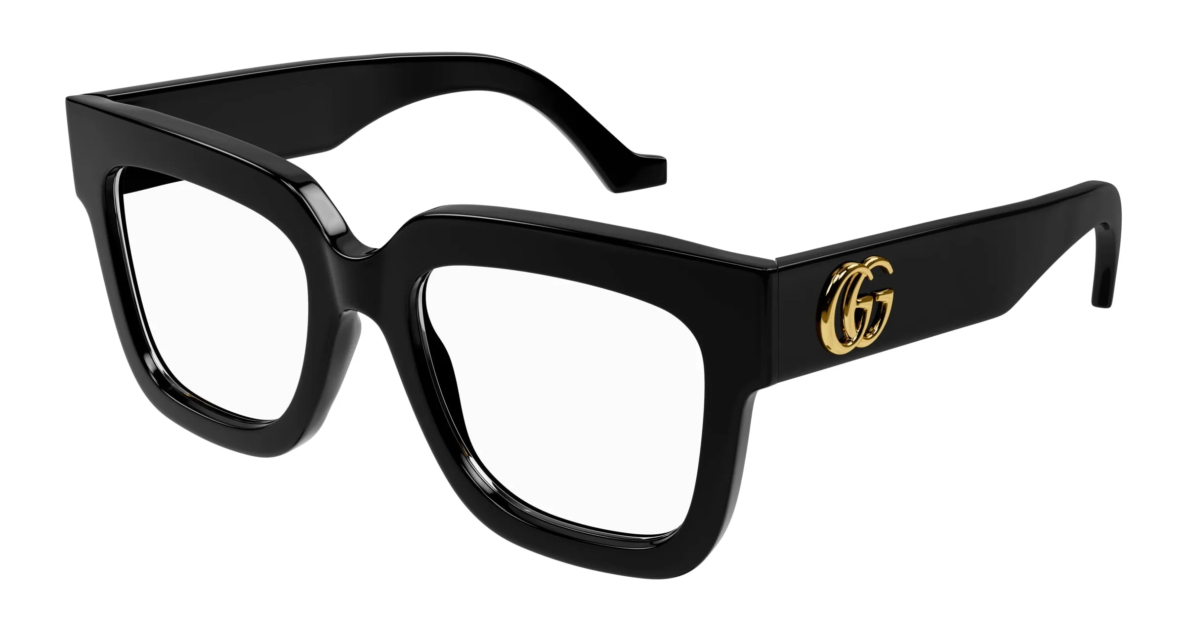 Gucci GG1549O 001 Montature da vista Acetato Nero Trasparente Squadrata - immagine 1