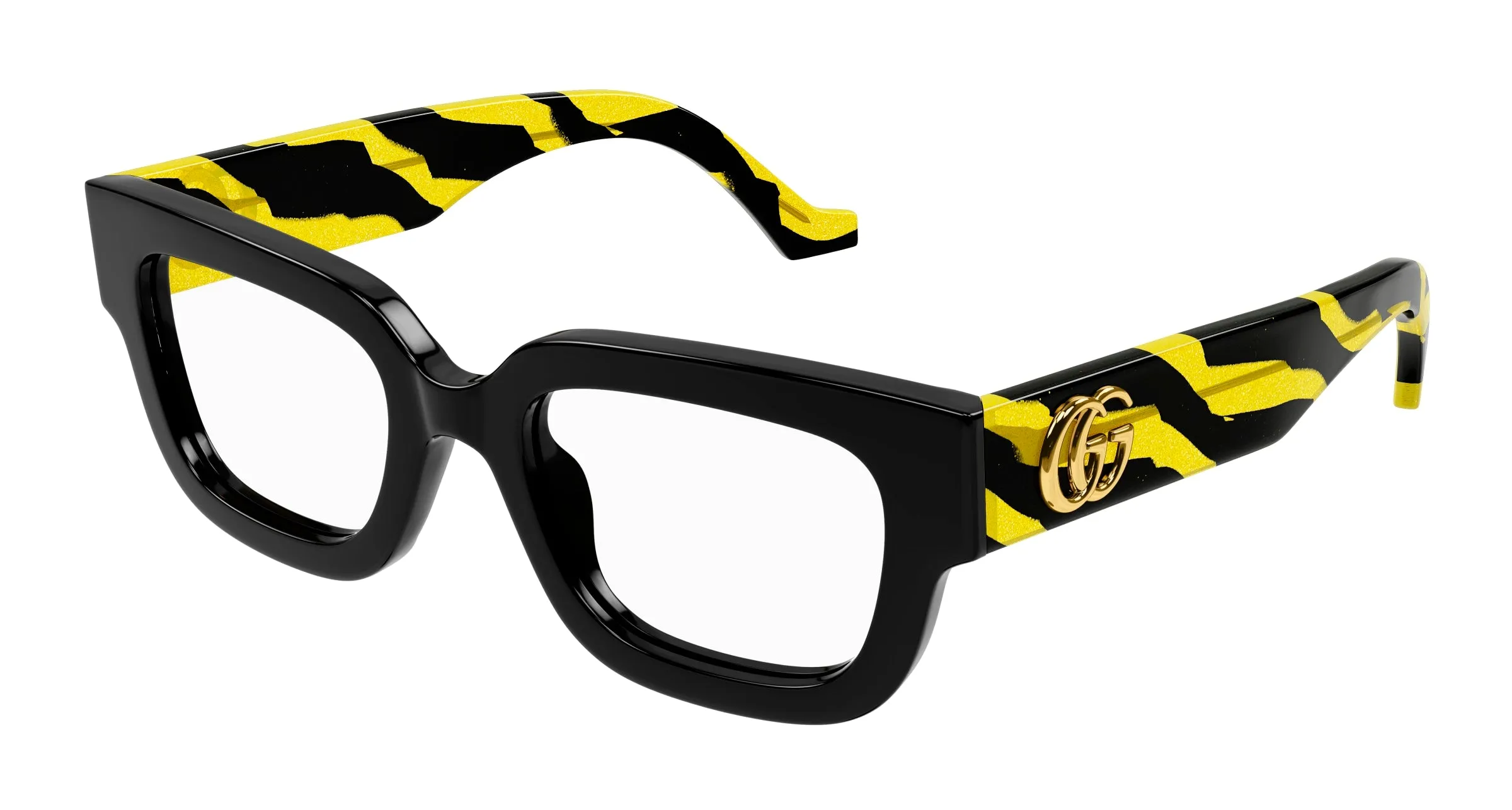 Gucci GG1548O 006 Montature da vista Acetato Nero Trasparente Squadrata - immagine 1