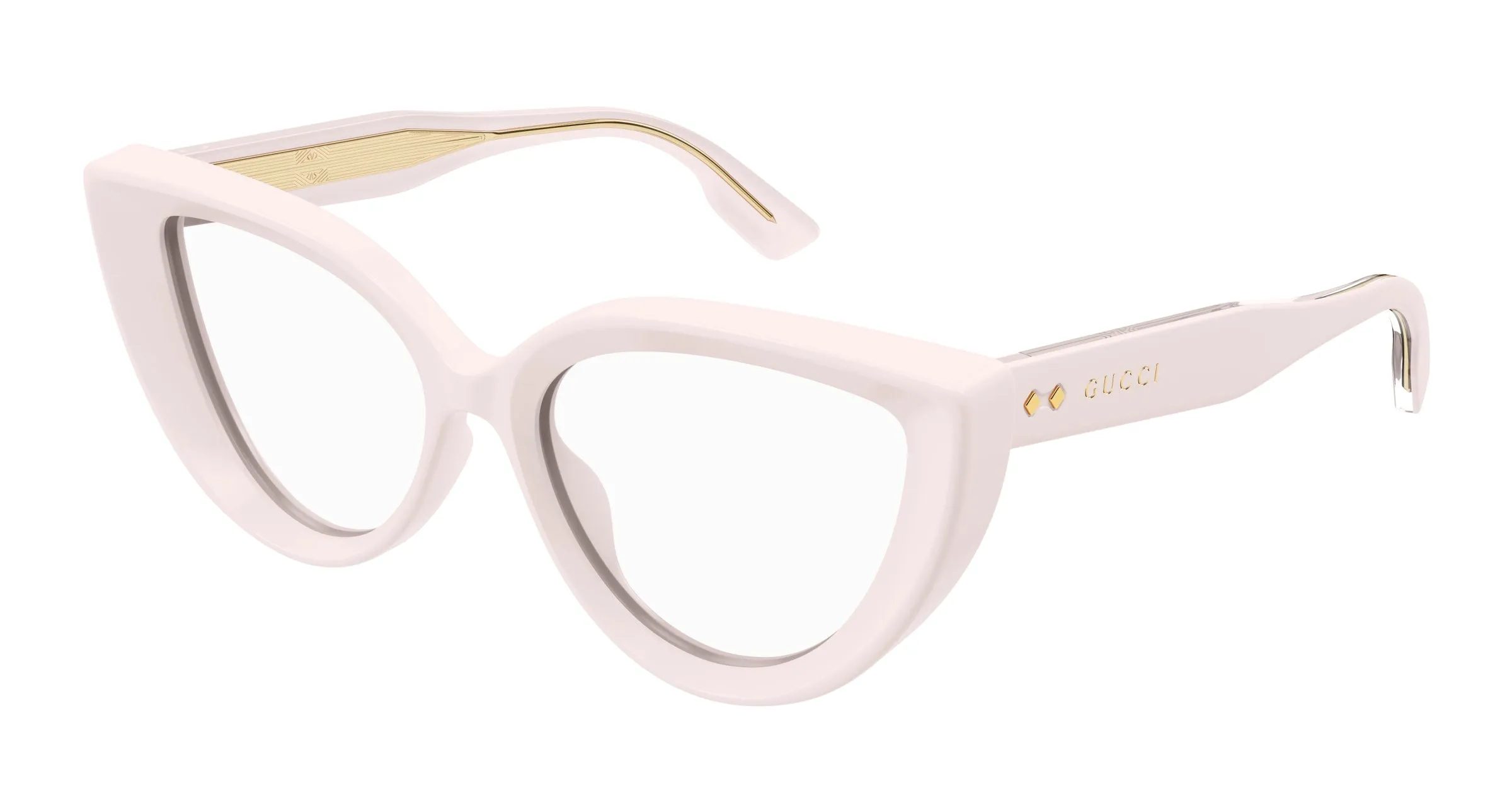 Gucci GG1530O 004 Montature da vista Acetato Avorio Trasparente Cat Eye - immagine 1