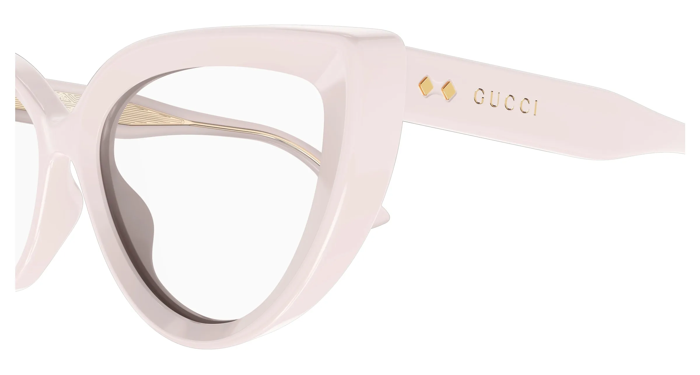 Gucci GG1530O 004 Montature da vista Acetato Avorio Trasparente Cat Eye - immagine 3