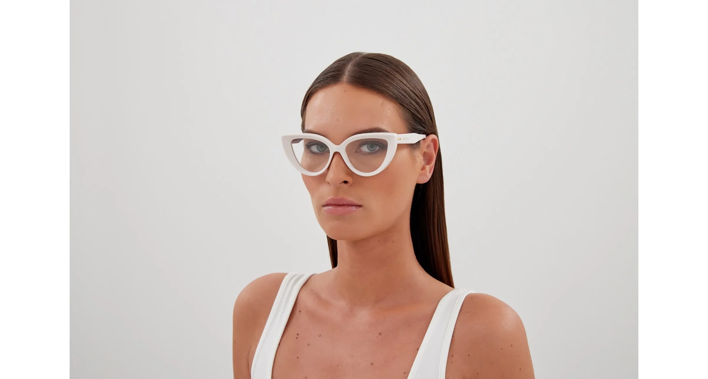 Gucci GG1530O 004 Montature da vista Acetato Avorio Trasparente Cat Eye - immagine 4