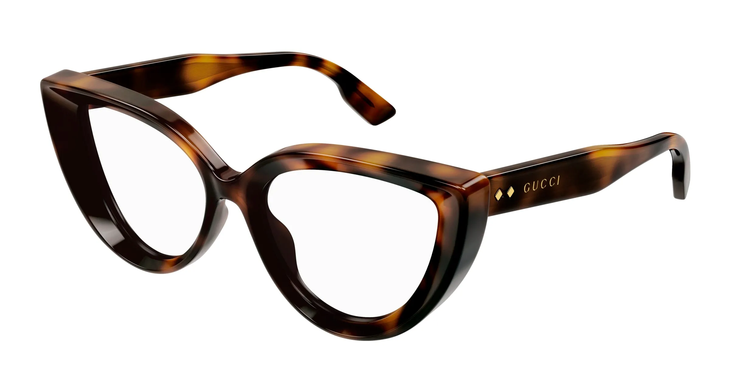 Gucci GG1530O 002 Montature da vista Acetato Havana Trasparente Cat Eye - immagine 1