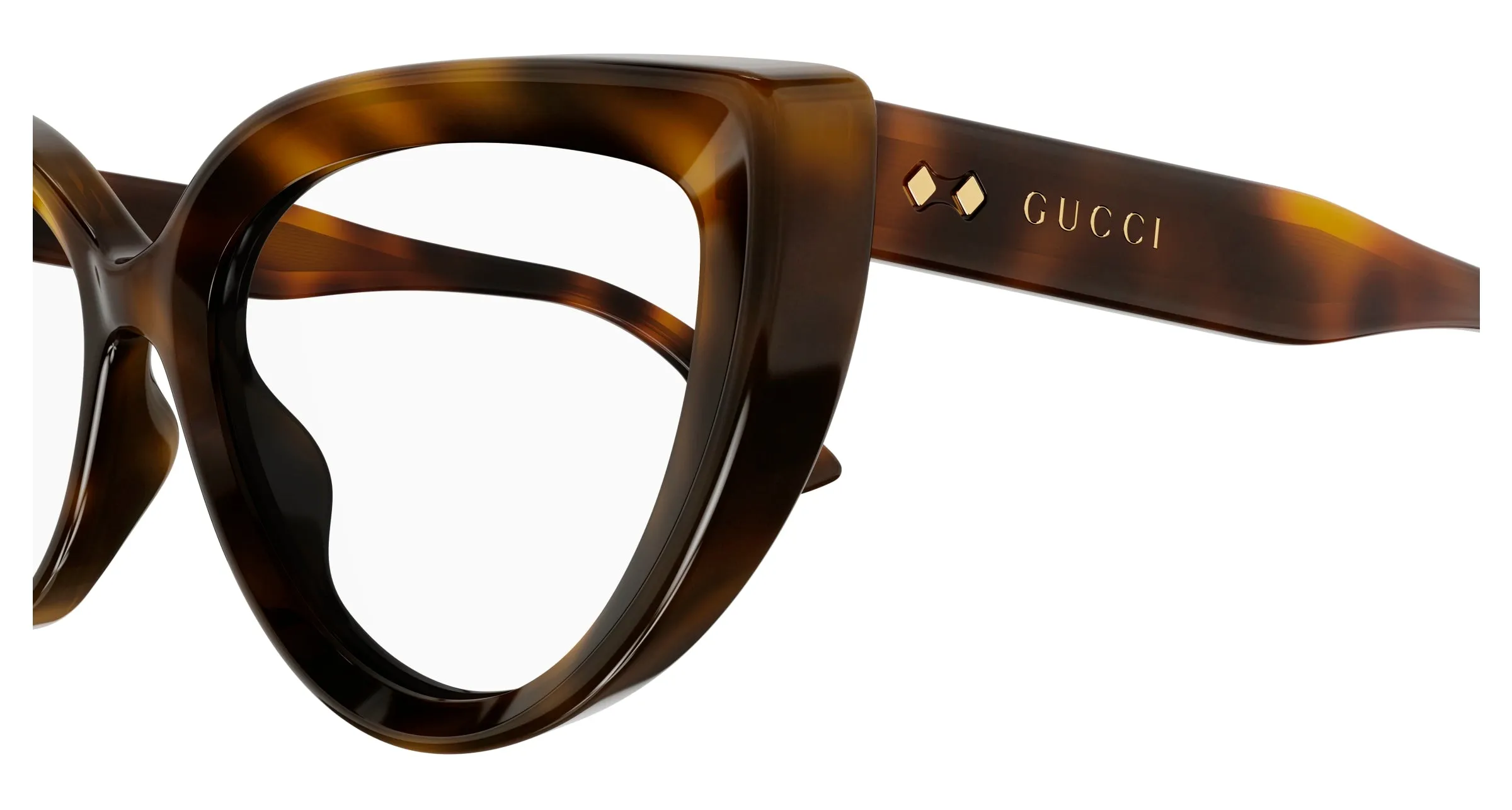 Gucci GG1530O 002 Montature da vista Acetato Havana Trasparente Cat Eye - immagine 3