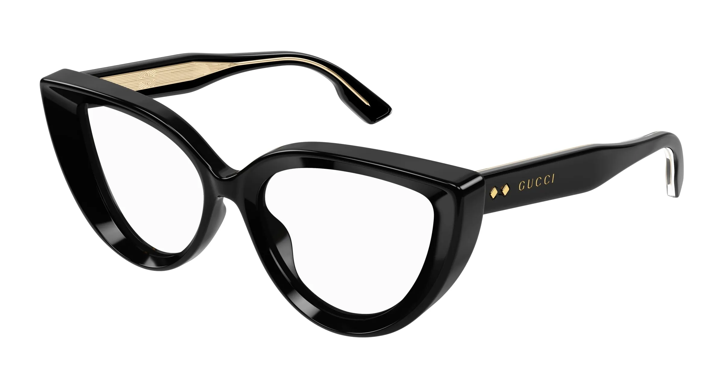 Gucci GG1530O 001 Montature da vista Acetato Nero Trasparente Cat Eye - immagine 1