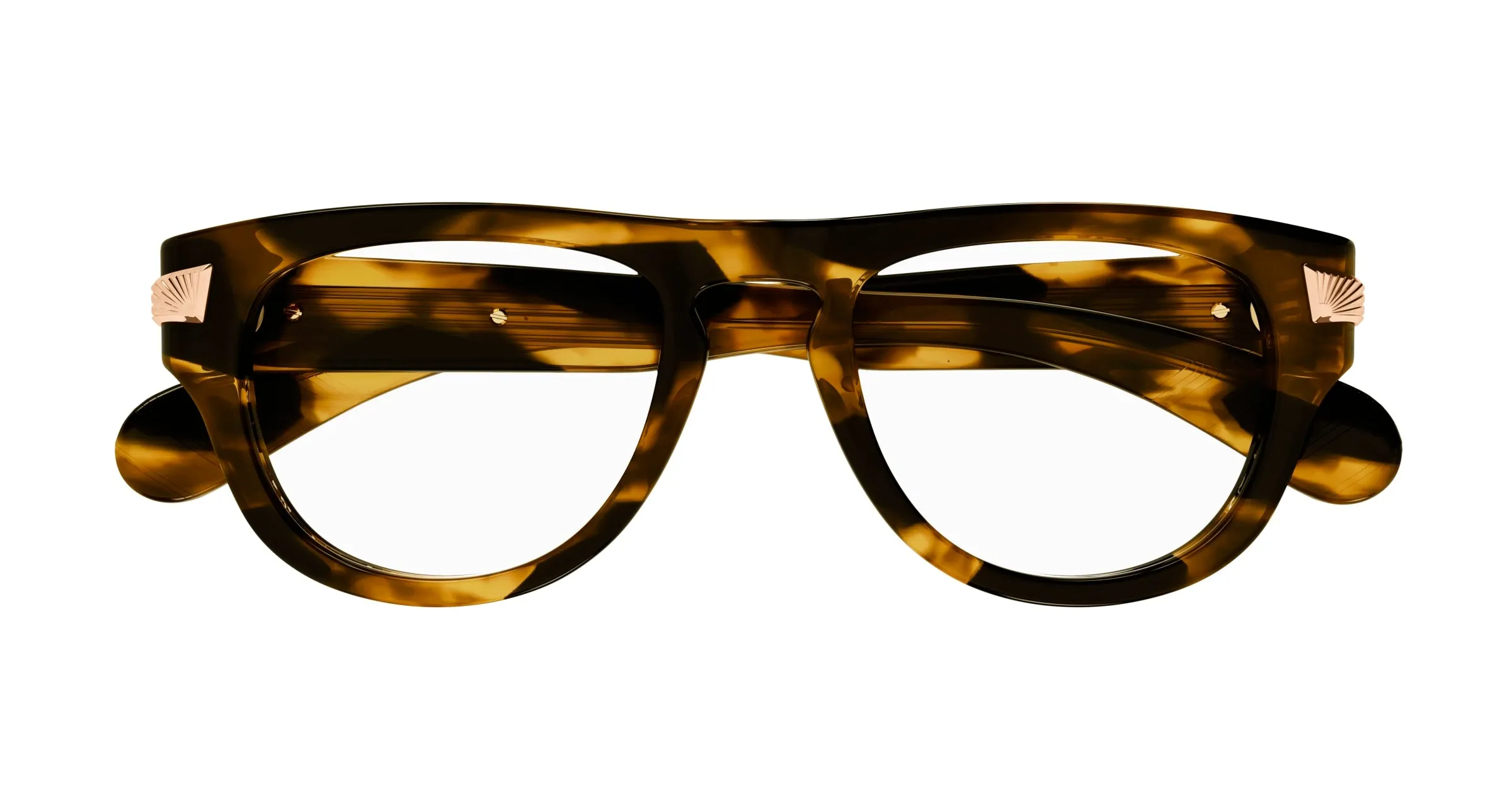 Gucci GG1519O 002 Montature da vista Acetato Havana Trasparente Rotonda - immagine 2