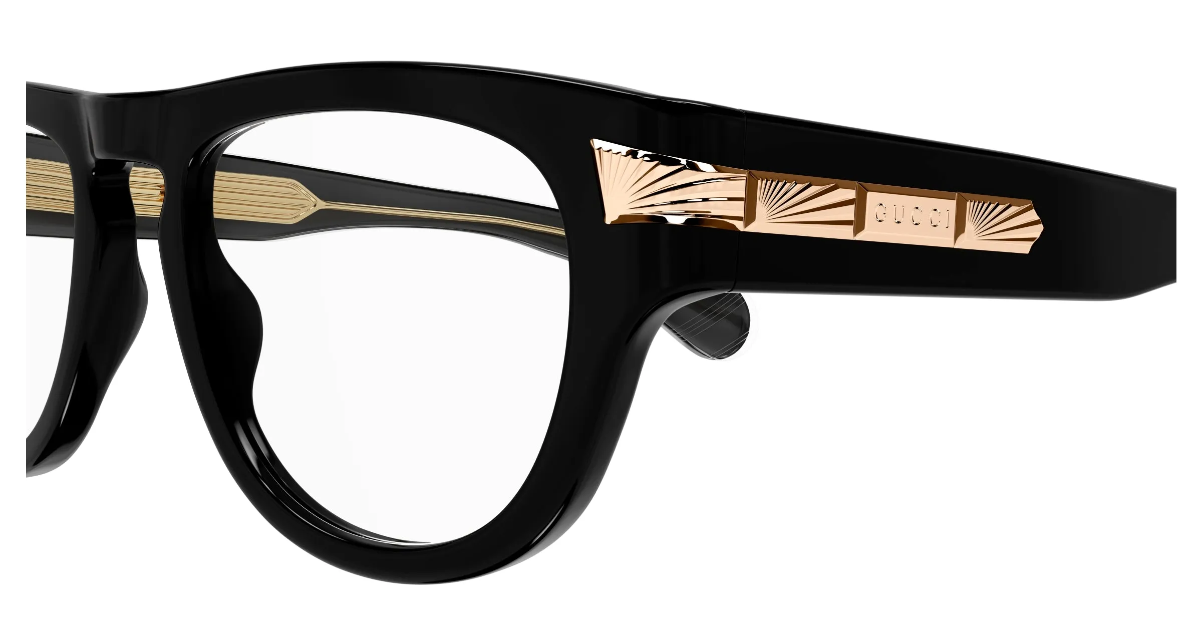 Gucci GG1519O 001 Montature da vista Acetato Nero Trasparente Rotonda - immagine 3