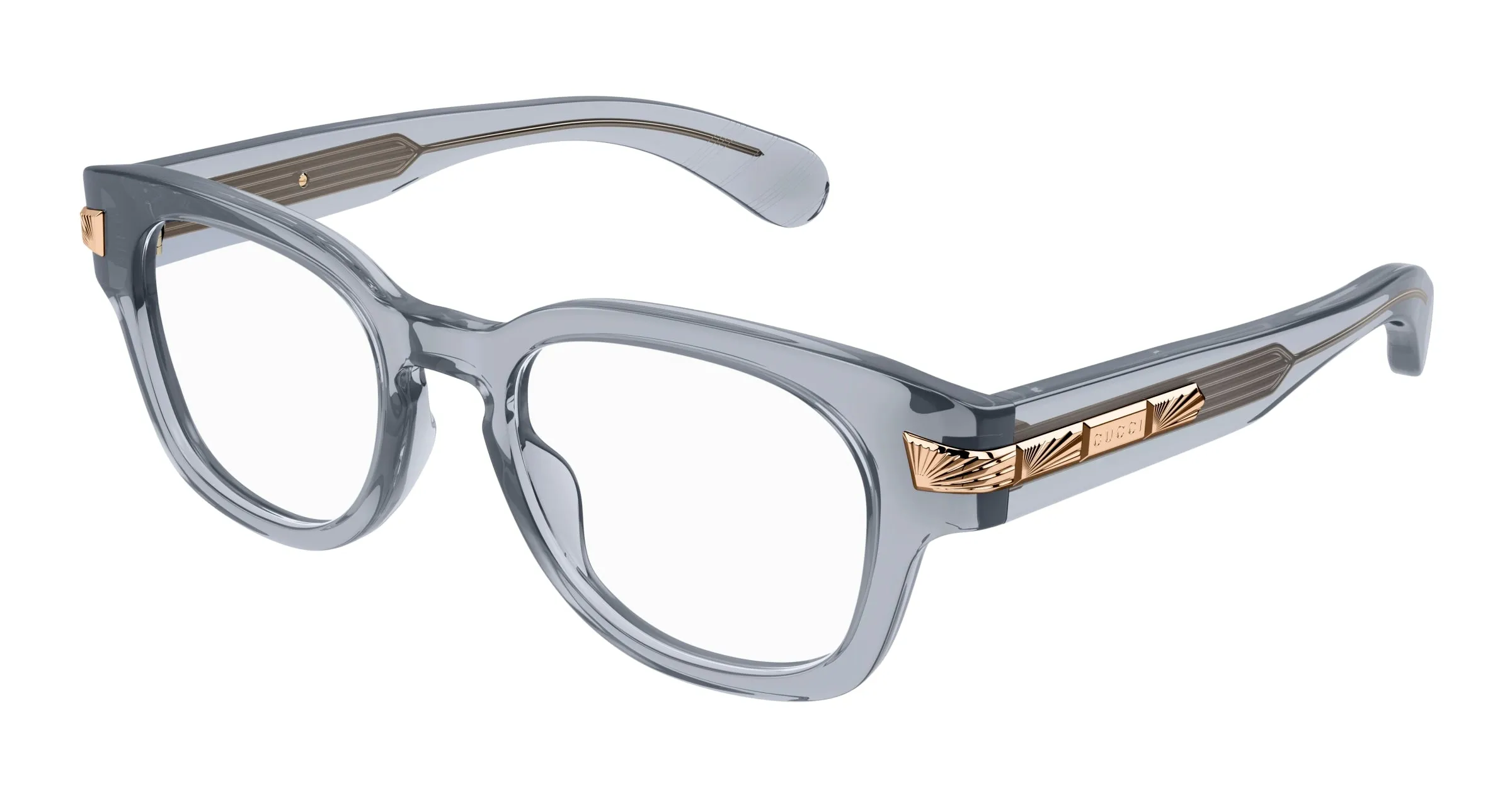 Gucci GG1518O 003 Montature da vista Acetato Grigio Trasparente Rotonda - immagine 1