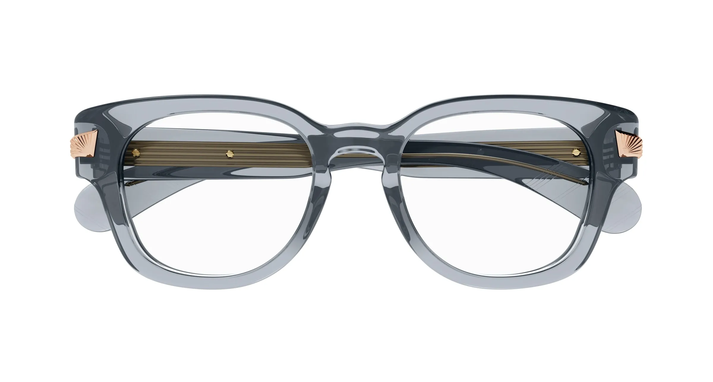 Gucci GG1518O 003 Montature da vista Acetato Grigio Trasparente Rotonda - immagine 2