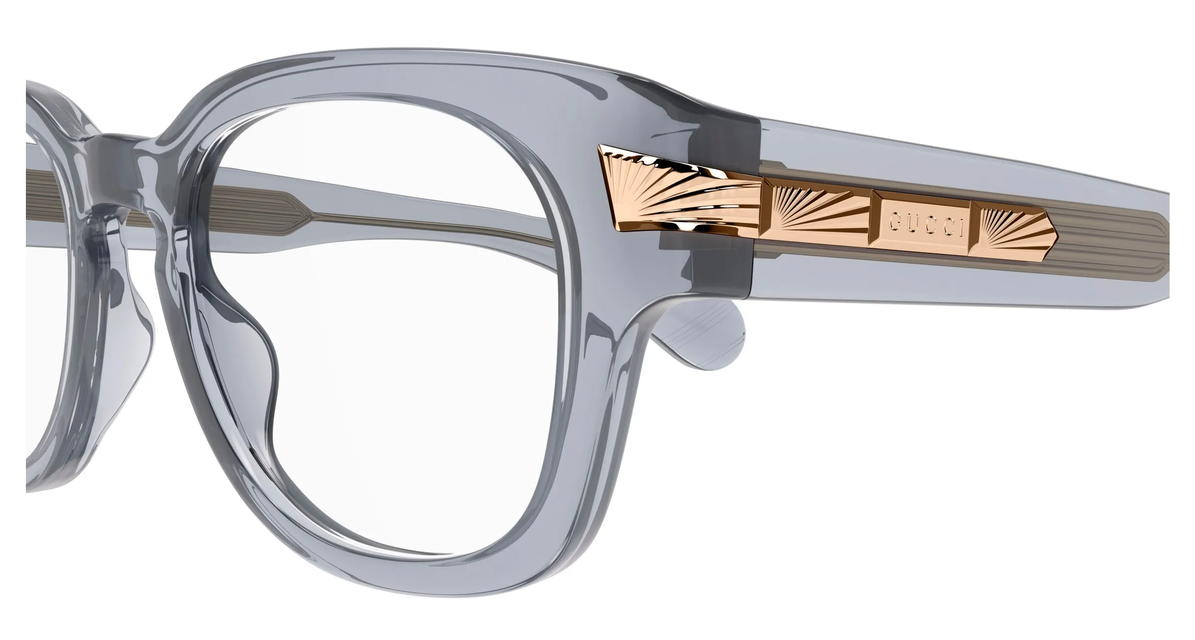 Gucci GG1518O 003 Montature da vista Acetato Grigio Trasparente Rotonda - immagine 3