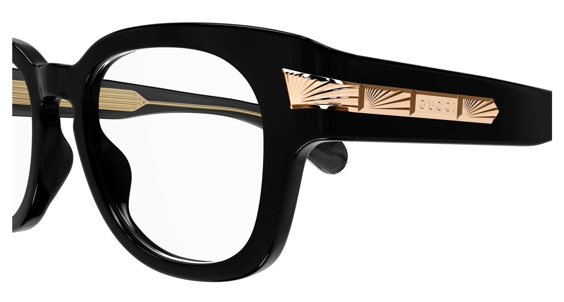 Gucci GG1518O 001 Montature da vista Acetato Nero Trasparente Rotonda - immagine 3