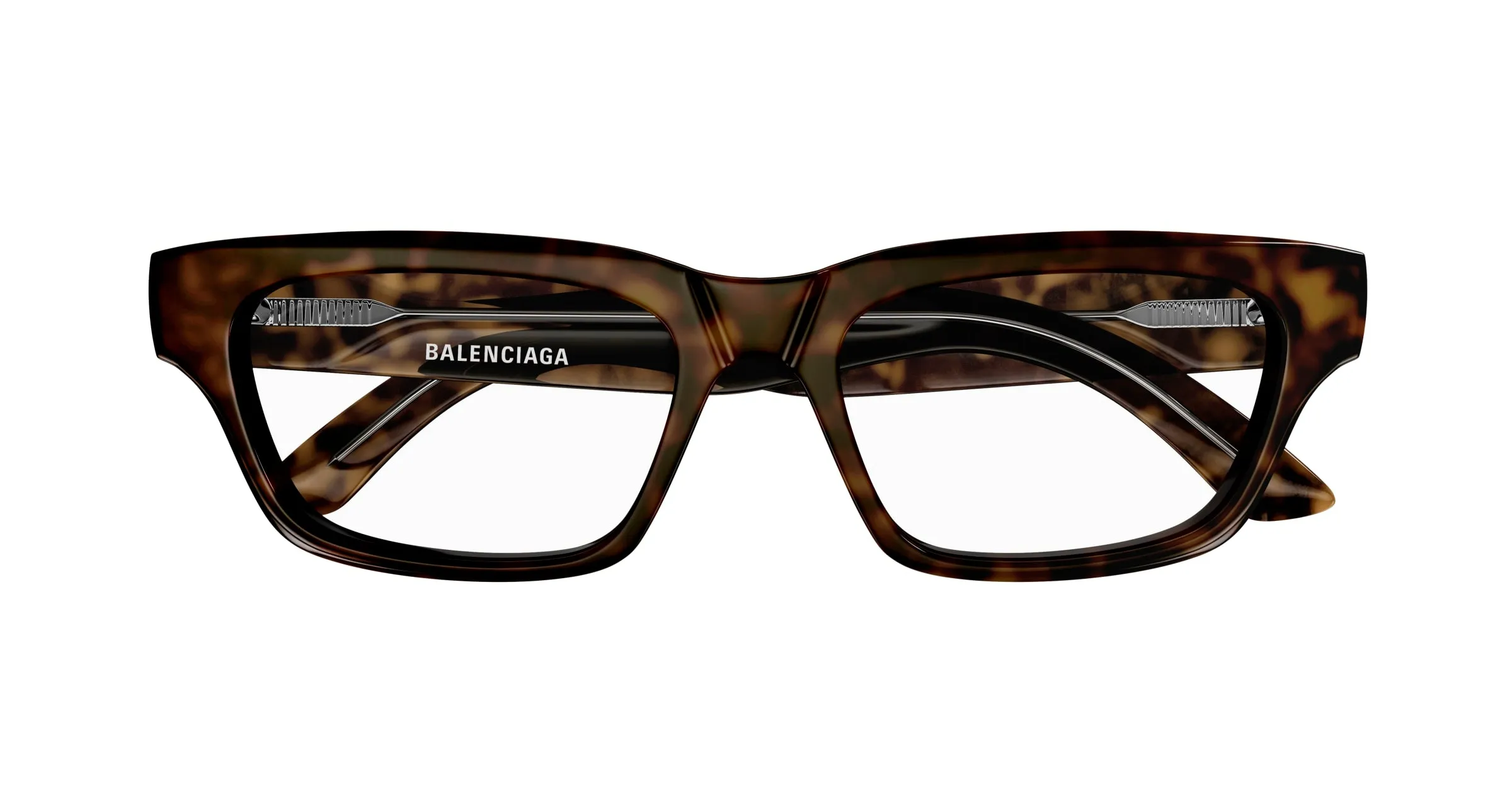 Balenciaga Unisex BB0344O 002 Montature da vista Acetato Havana Trasparente Squadrata - immagine 2