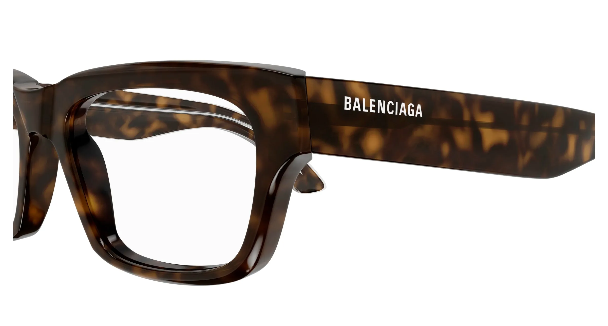 Balenciaga Unisex BB0344O 002 Montature da vista Acetato Havana Trasparente Squadrata - immagine 3