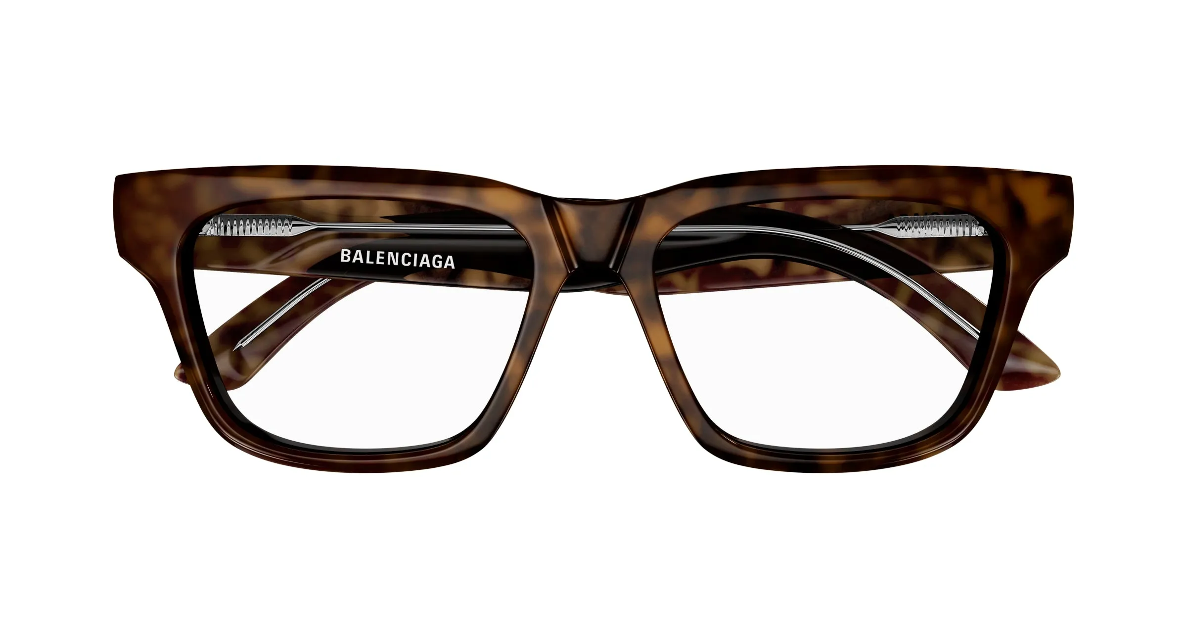 Balenciaga Unisex BB0343O 002 Montature da vista Acetato Havana Trasparente Squadrata - immagine 2