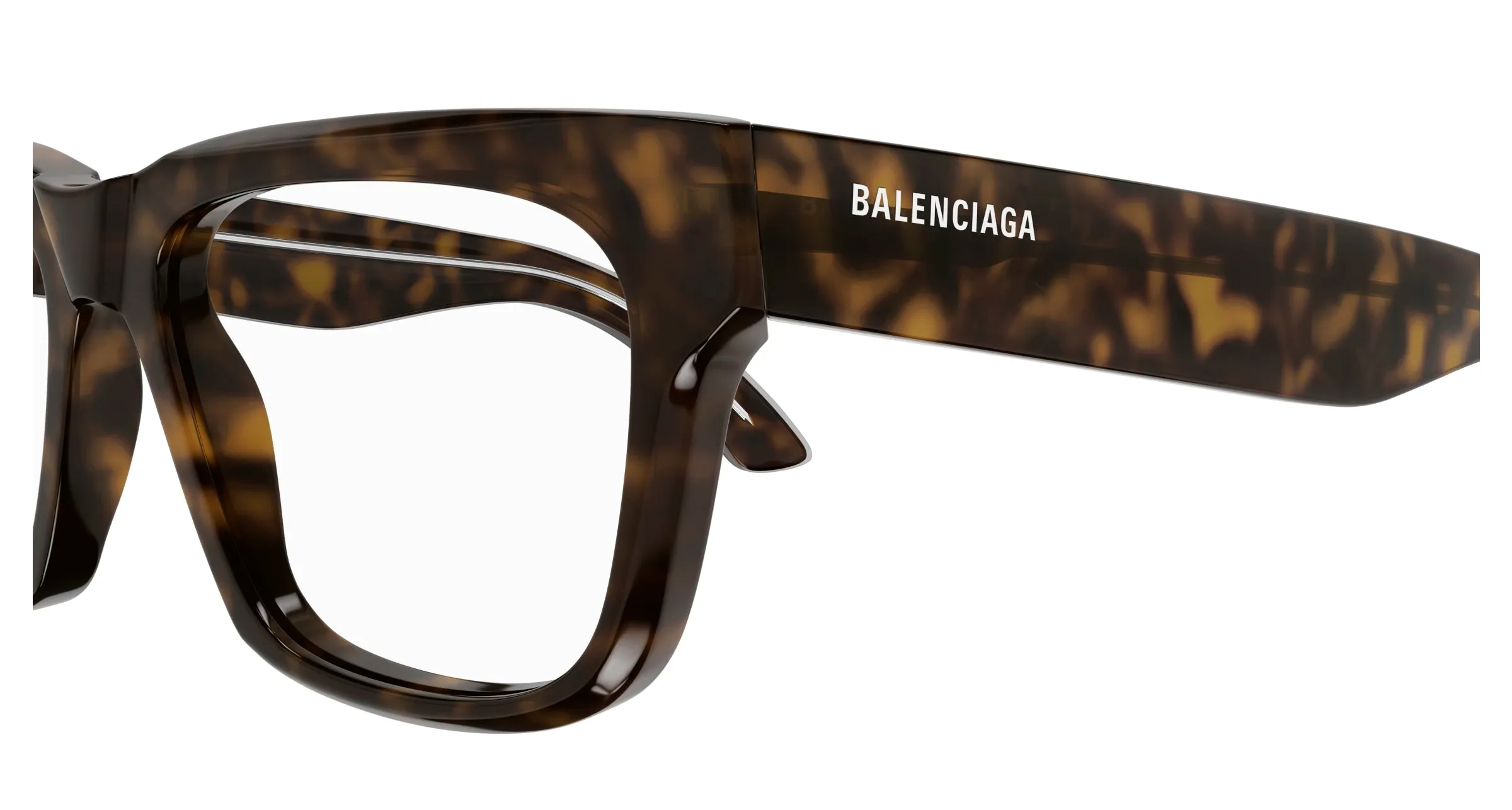 Balenciaga Unisex BB0343O 002 Montature da vista Acetato Havana Trasparente Squadrata - immagine 3