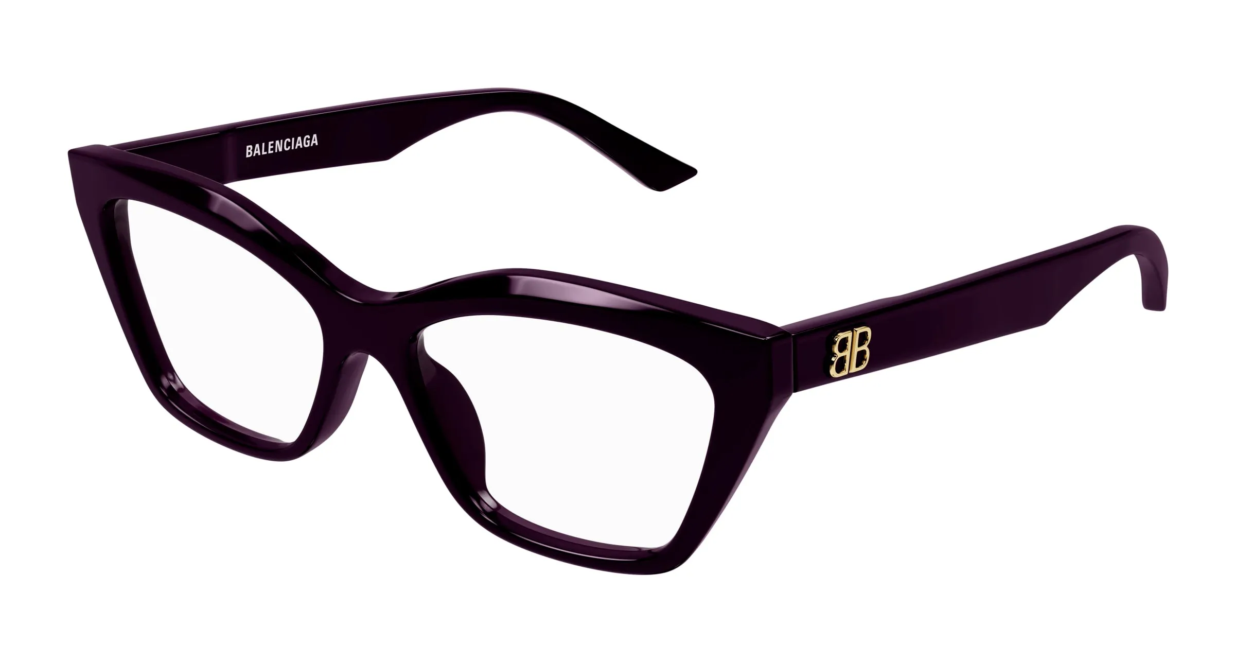 Balenciaga BB0342O 007 Montature da vista Acetato Viola Trasparente Cat Eye - immagine 1