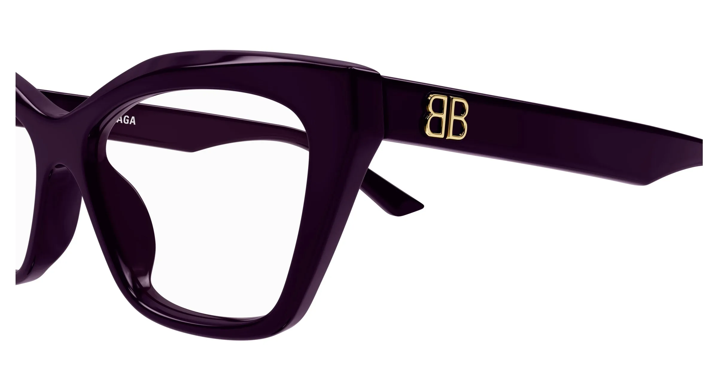 Balenciaga BB0342O 007 Montature da vista Acetato Viola Trasparente Cat Eye - immagine 3