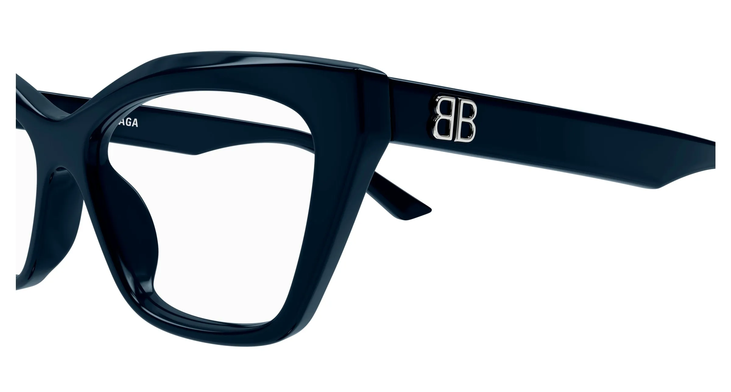 Balenciaga Donna BB0342O 004 Montature da vista Acetato Blu Trasparente Cat Eye - immagine 3