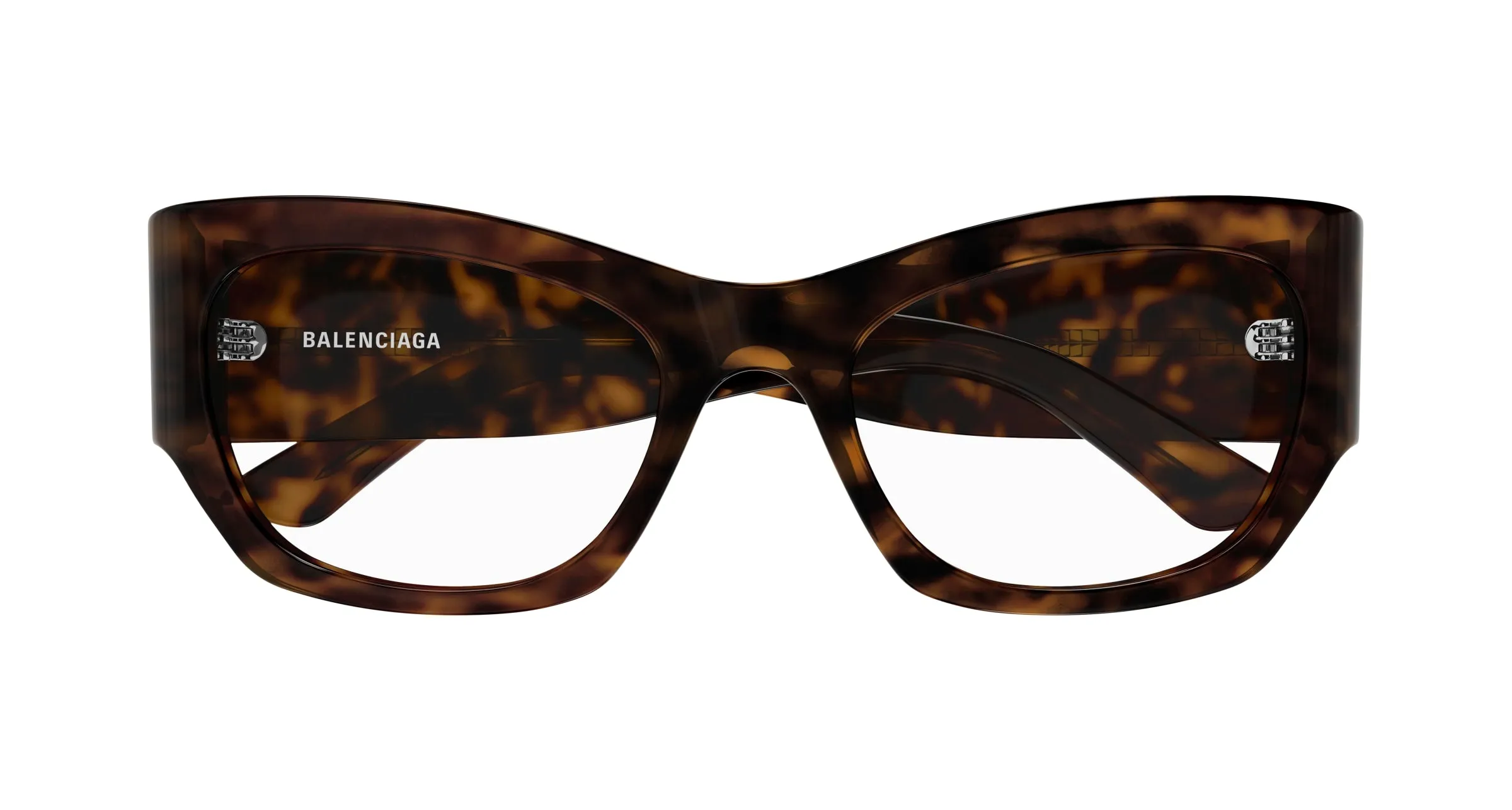 Balenciaga Donna BB0333O 002 Montature da vista Acetato Havana Trasparente Cat Eye - immagine 2