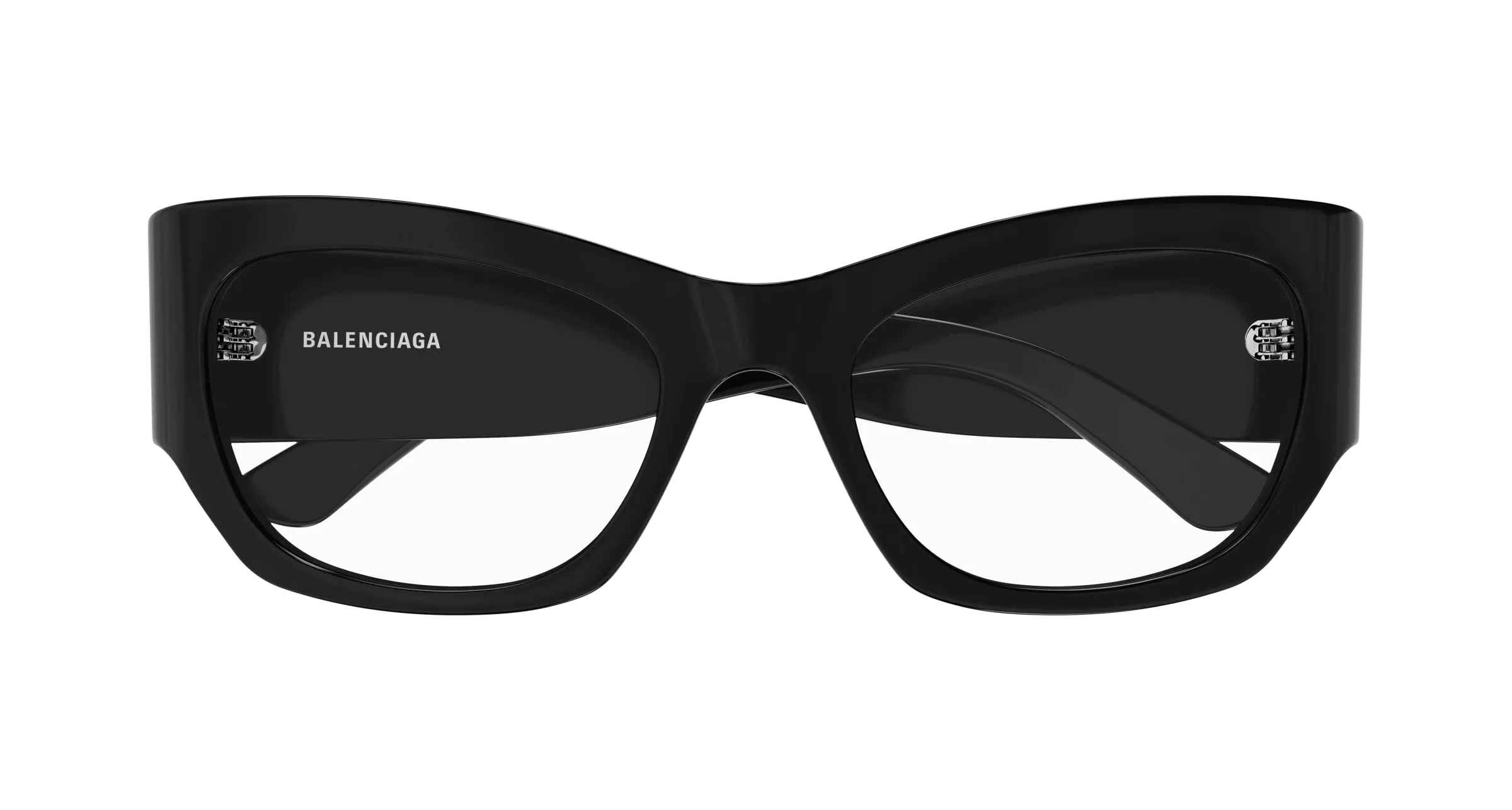 Balenciaga Donna BB0333O 001 Montature da vista Acetato Nero Trasparente Cat Eye - immagine 2