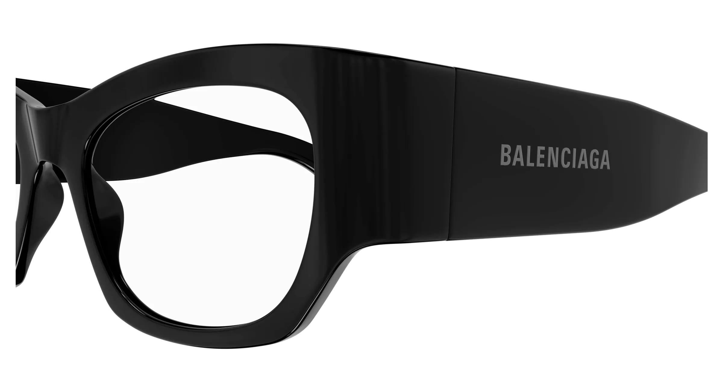 Balenciaga Donna BB0333O 001 Montature da vista Acetato Nero Trasparente Cat Eye - immagine 3
