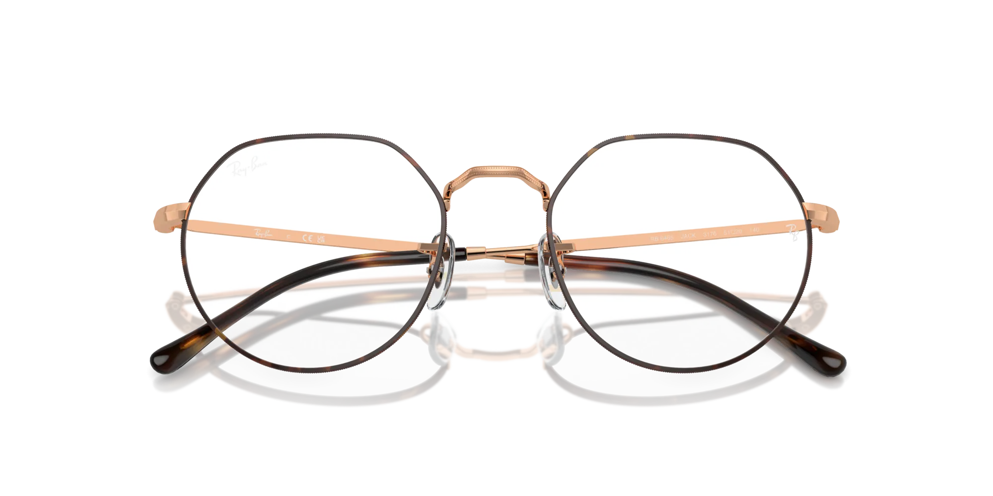 Ray - Ban RX6465 JACK 3176 Montature da vista Metallo Havana Trasparente Geometrica Normale - immagine 2