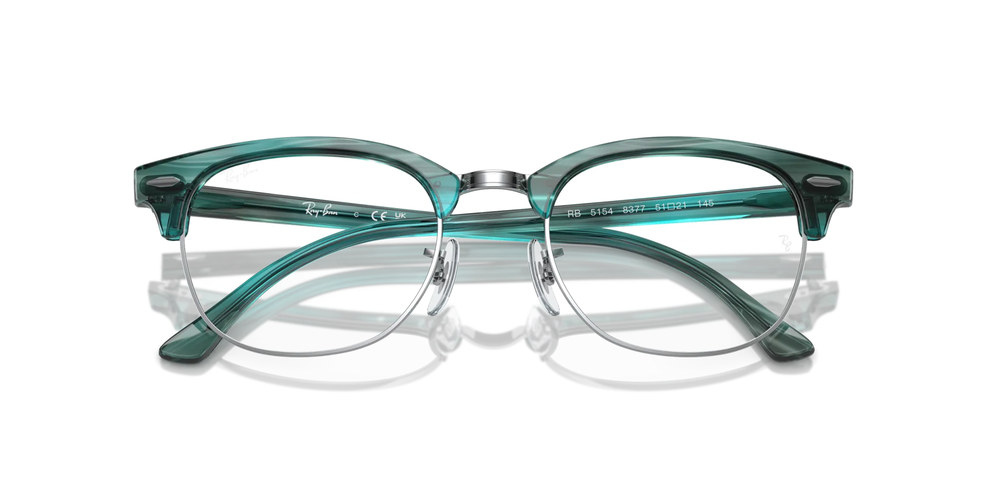 Ray - Ban RX5154 CLUBMASTER 8377 Montature da vista Acetato Verde Trasparente Squadrata Normale - immagine 2