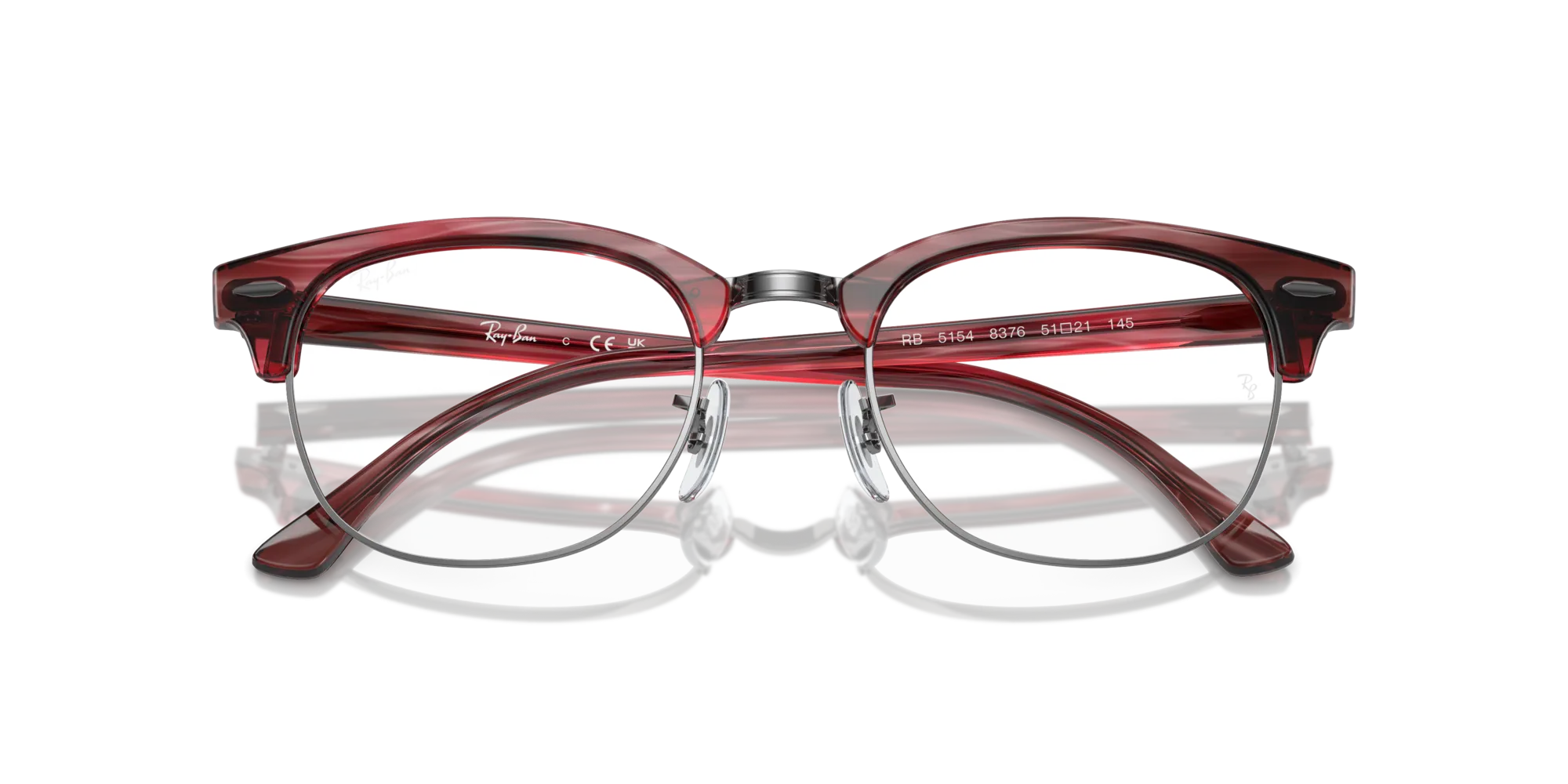 Ray - Ban RX5154 CLUBMASTER 8376 Montature da vista Acetato Rosso Trasparente Squadrata Normale - immagine 2
