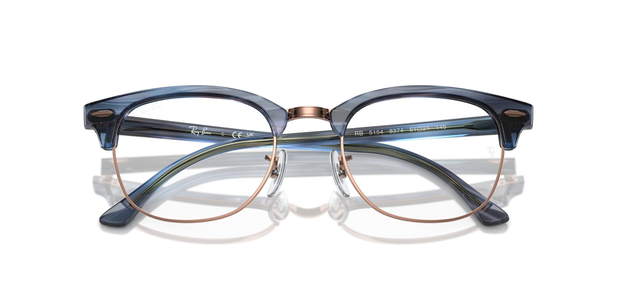 Ray - Ban RX5154 CLUBMASTER 8374 Montature da vista Acetato Blu Trasparente Squadrata Normale - immagine 2
