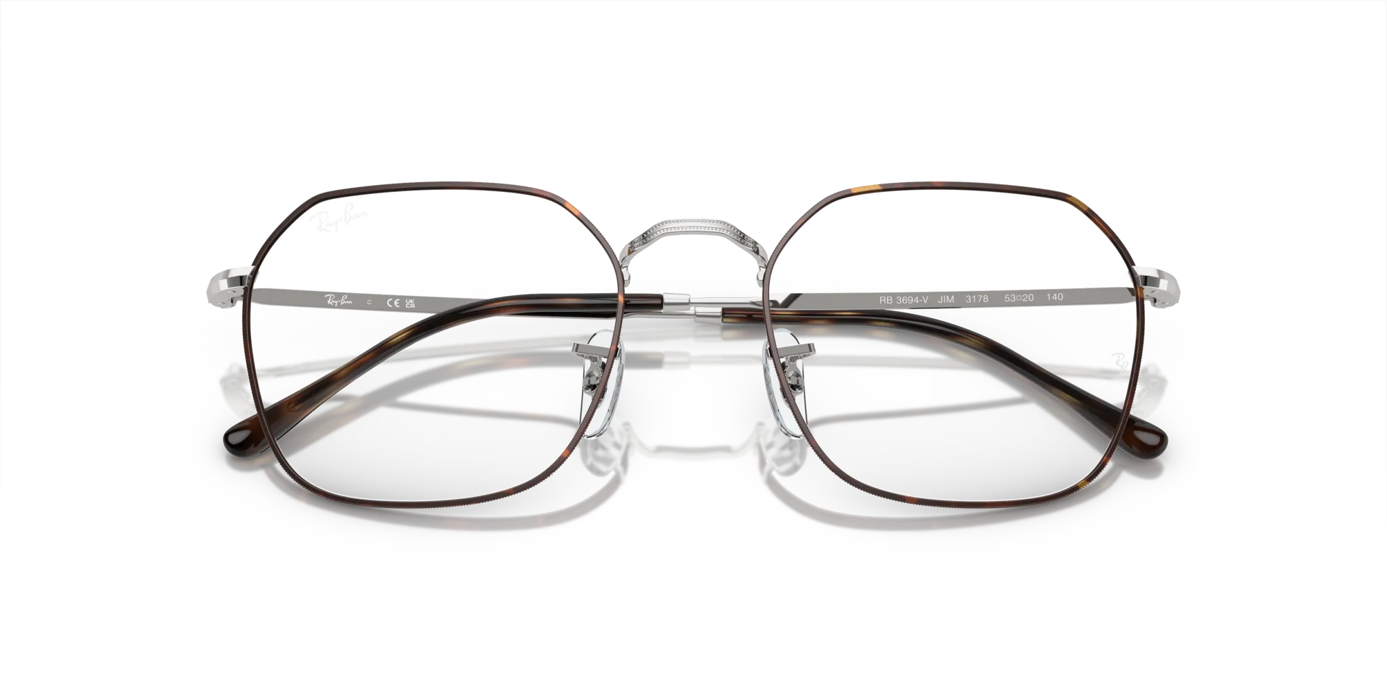 Ray - Ban RX3694V JIM 3178 Montature da vista Metallo Havana Trasparente Geometrica Normale - immagine 2