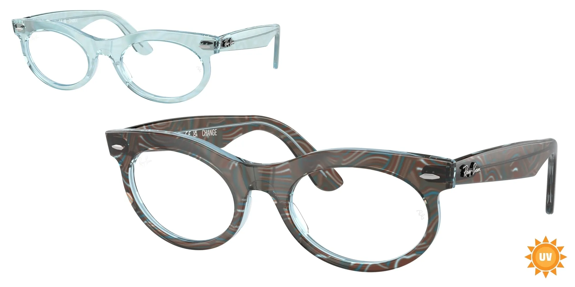 Ray - Ban RX2242V WAYFARER OVAL 8293 Montature da vista Acetato Azzurro Trasparente Rotonda Normale - immagine 1