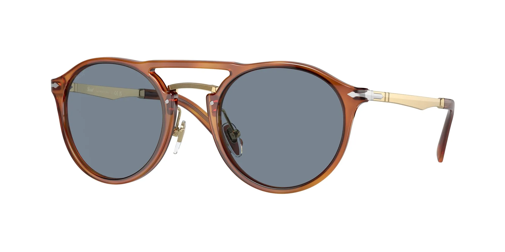 Persol PO3264S 96/56 Occhiali da sole Acetato Marrone Blu Pantos Normale - immagine 1