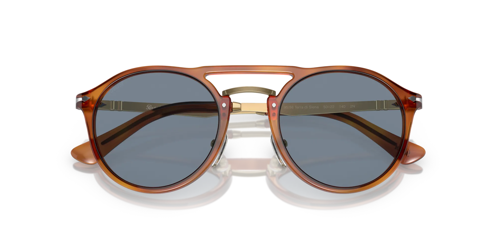 Persol PO3264S 96/56 Occhiali da sole Acetato Marrone Blu Pantos Normale - immagine 2
