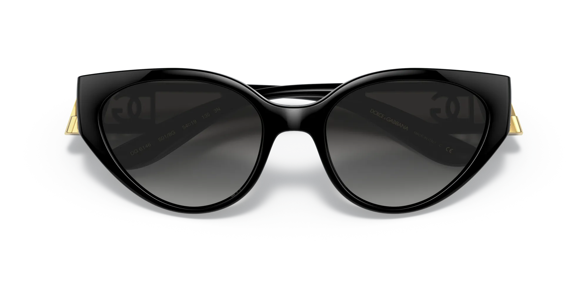 Dolce & Gabbana DG6146 501/8G Occhiali da sole Nylon Nero Grigio Cat Eye Normale Sfumato - immagine 2