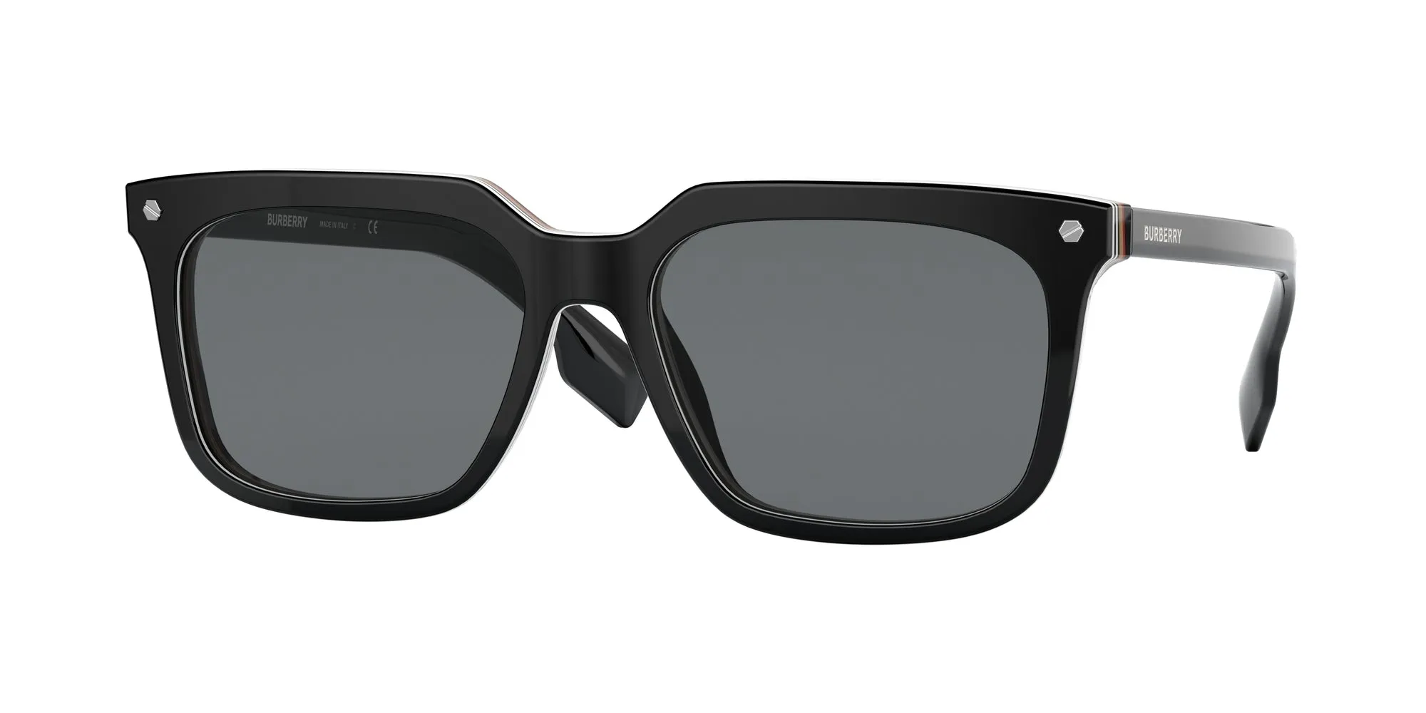Burberry BE4337 CARNABY 379887 Occhiali da sole Acetato Nero Grigio Squadrata Normale - immagine 1