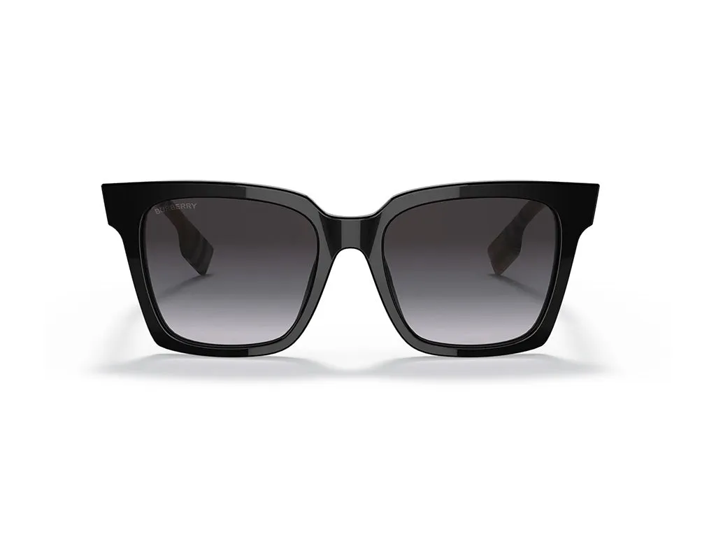 Burberry BE4335 MAPLE 39298G Occhiali da sole Acetato Nero Grigio Squadrata Normale Sfumato - immagine 2