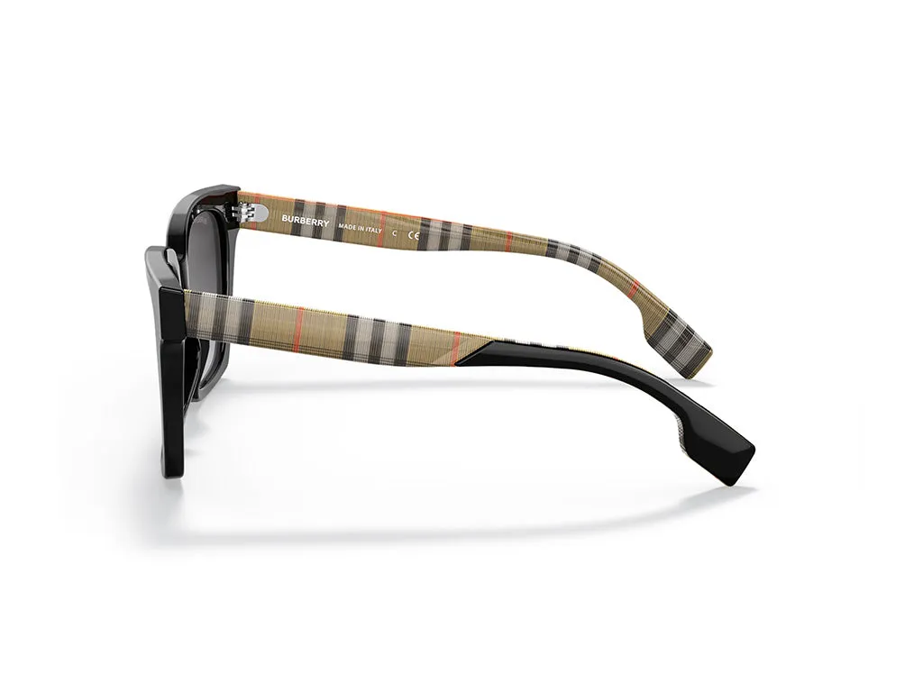 Burberry BE4335 MAPLE 39298G Occhiali da sole Acetato Nero Grigio Squadrata Normale Sfumato - immagine 3