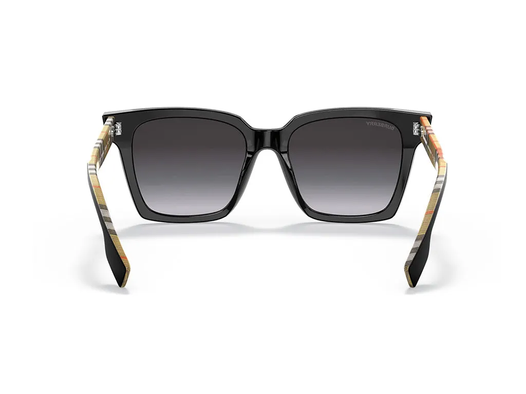 Burberry BE4335 MAPLE 39298G Occhiali da sole Acetato Nero Grigio Squadrata Normale Sfumato - immagine 4