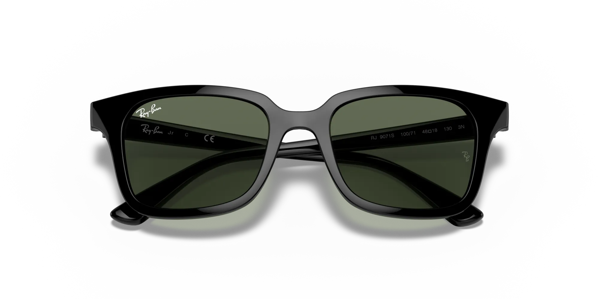 Ray - Ban RJ9071S 100/71 Occhiali da sole bambino Iniettato Nero Verde Squadrata Normale - immagine 2