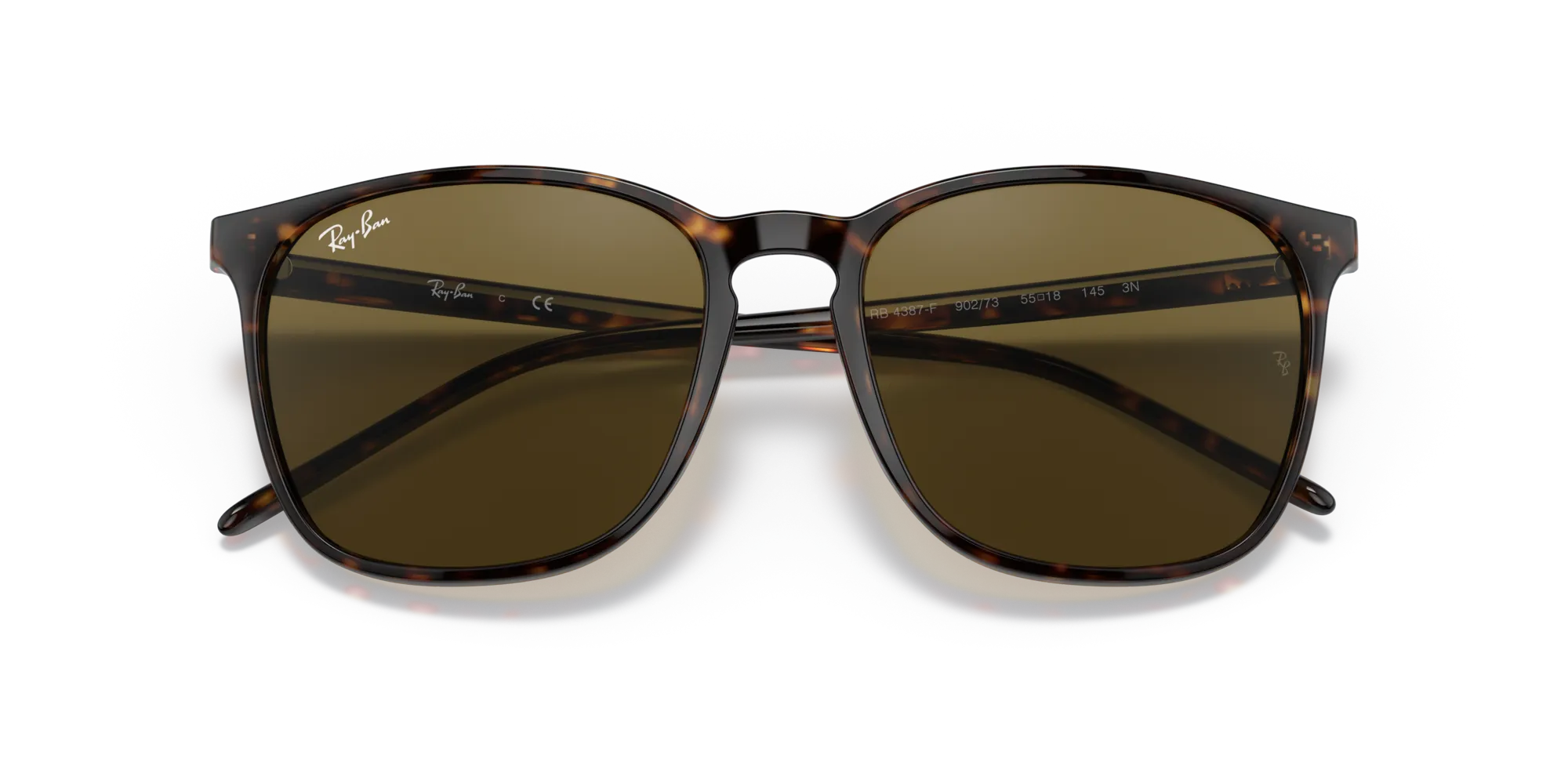 Ray - Ban RB4387F 902/73 Occhiali da sole Acetato Tartaruga Marrone Squadrata Normale - immagine 2