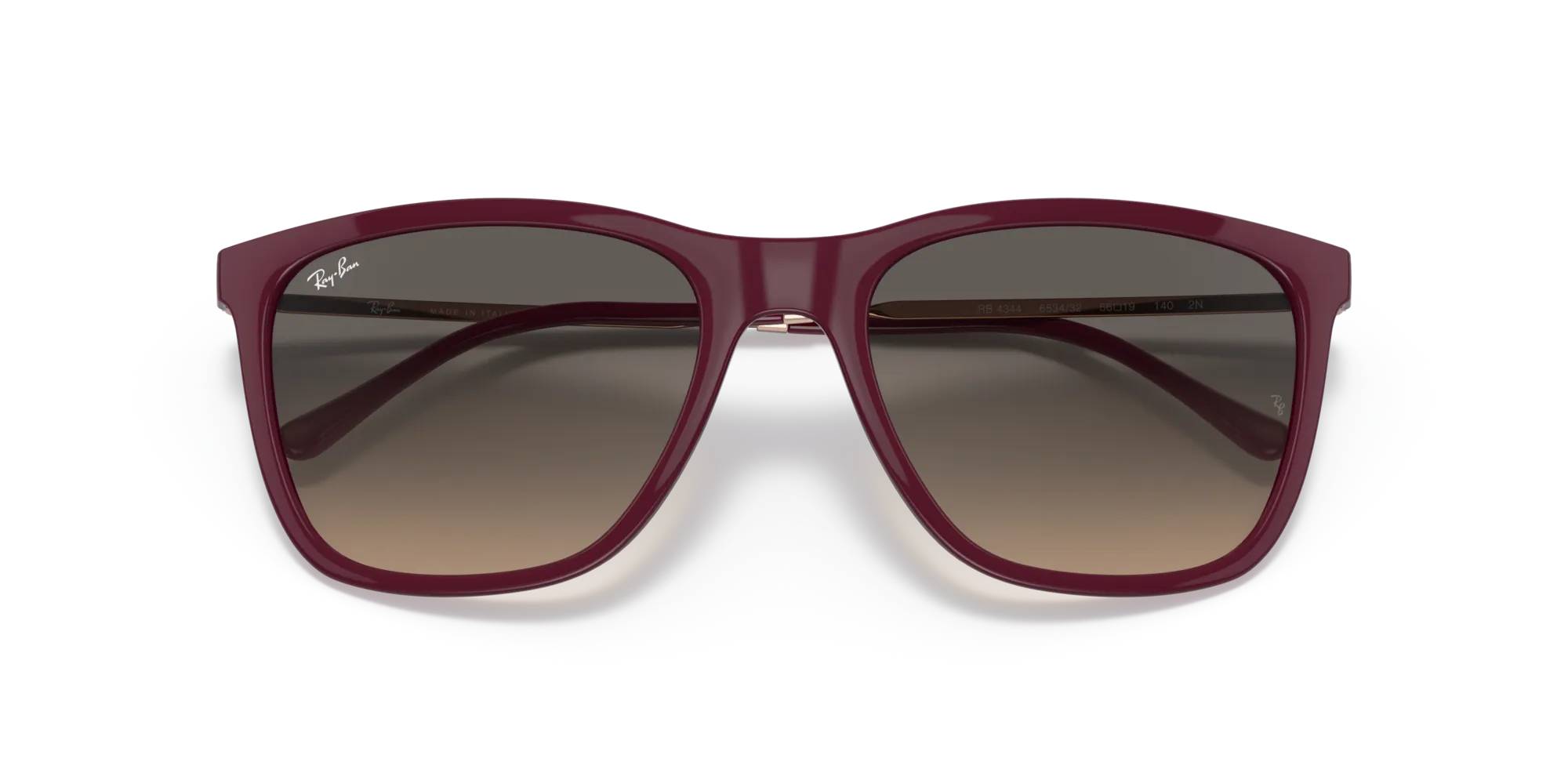 Ray - Ban RB4344 653432 Occhiali da sole Nylon Rosso Grigio Pillow Normale Sfumato - immagine 2