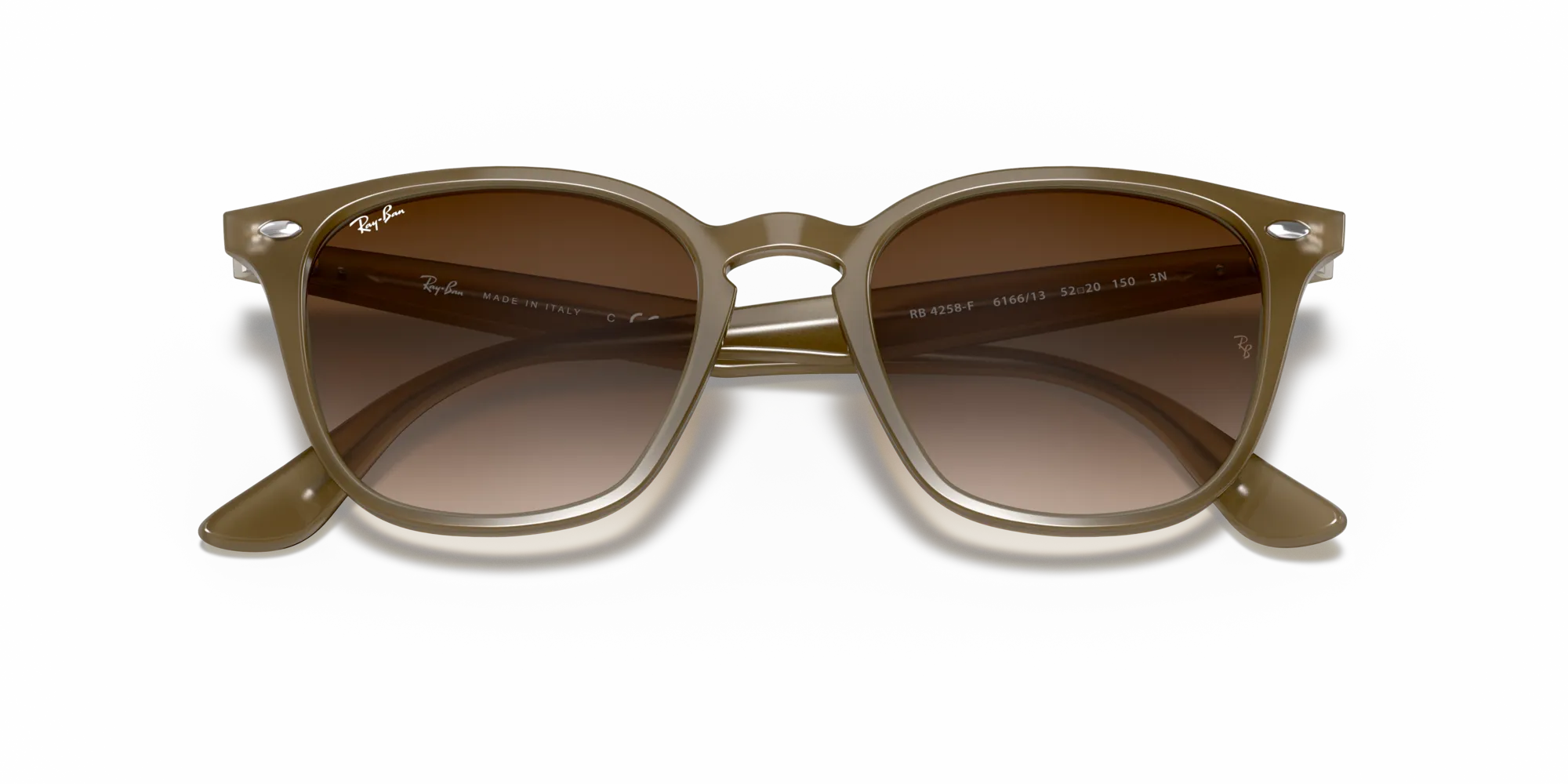Ray - Ban RB4258F 616613 Occhiali da sole Acetato Beige Marrone Squadrata Normale Sfumato - immagine 2