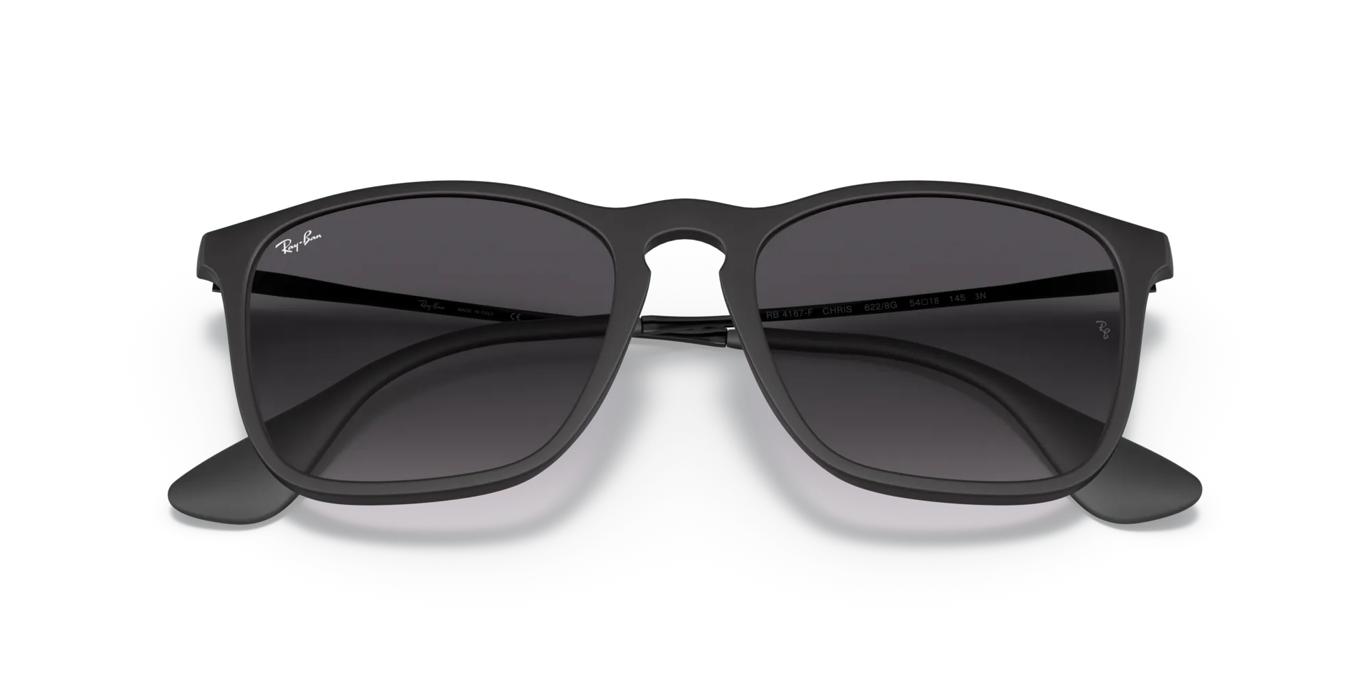 Ray - Ban RB4187F CHRIS 622/8G Occhiali da sole Iniettato Nero Grigio Squadrata Normale Sfumato - immagine 2