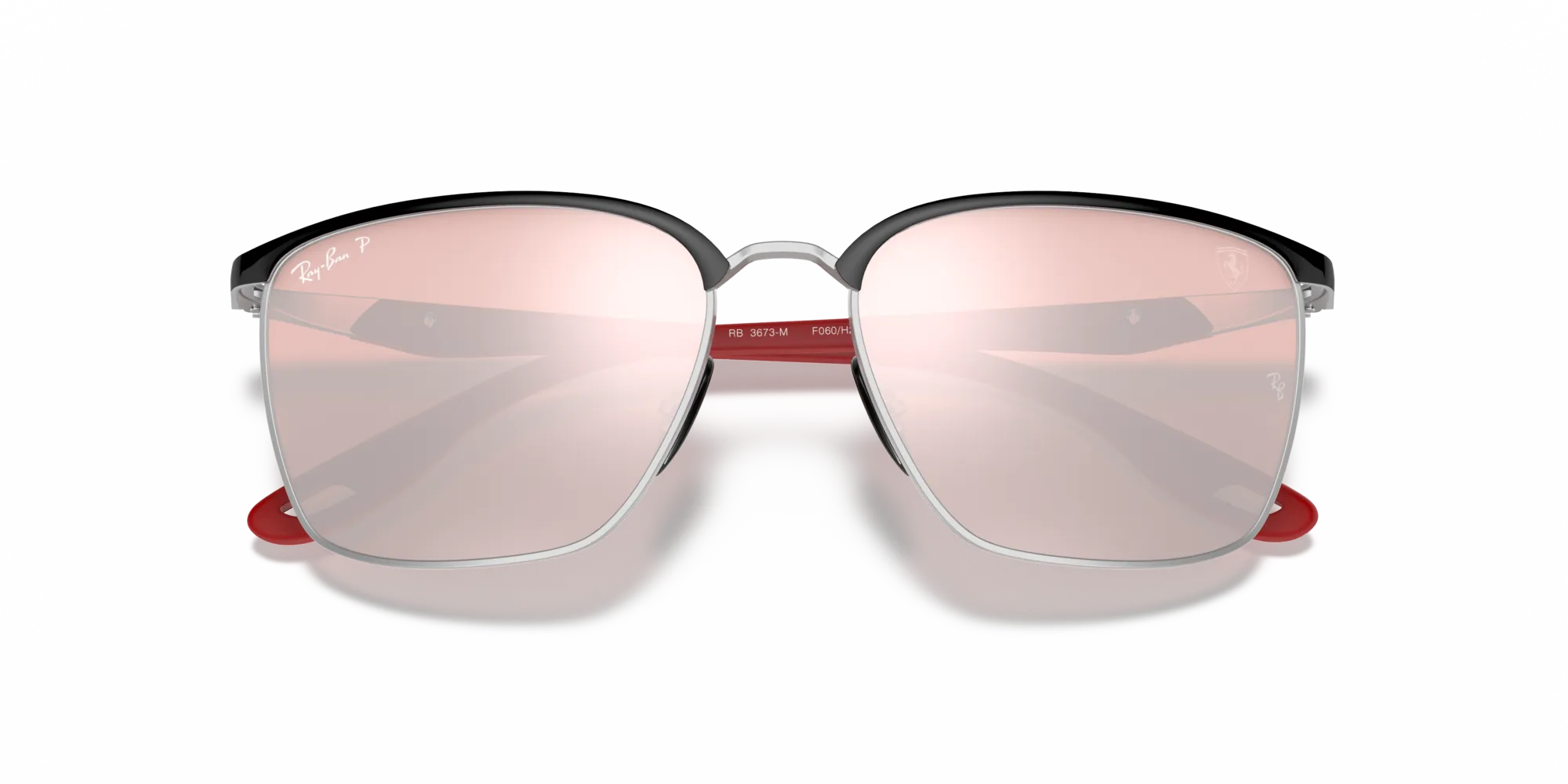 Ray - Ban RB3673M SCUDERIA FERRARI COLLECTION F060H2 Occhiali da sole Metallo Nero Argento Squadrata Polarizzata Specchiato - immagine 2