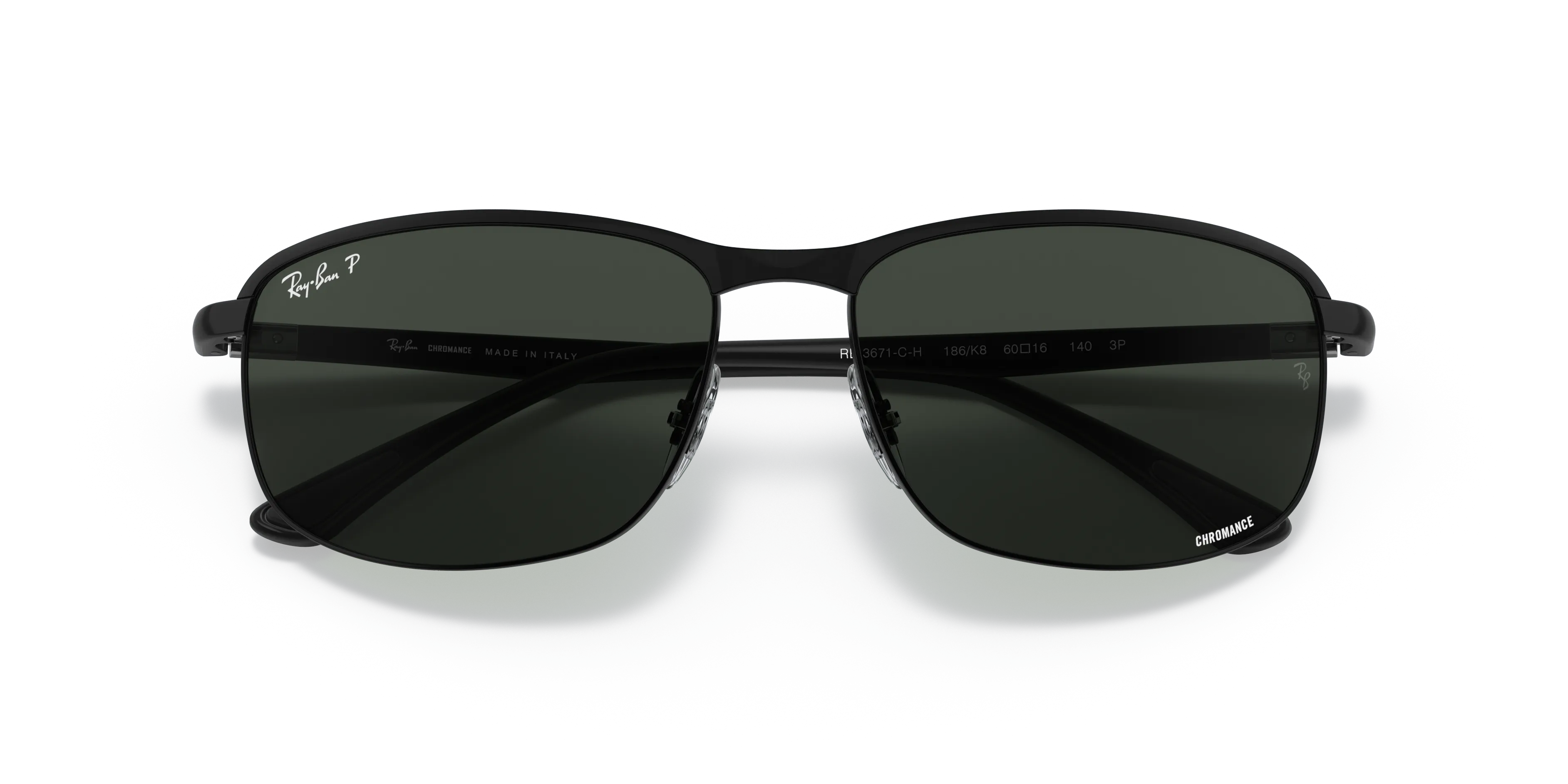Ray - Ban RB3671CH CHROMANCE 186/K8 Occhiali da sole Metallo Nero Grigio Pillow Polarizzata - immagine 2