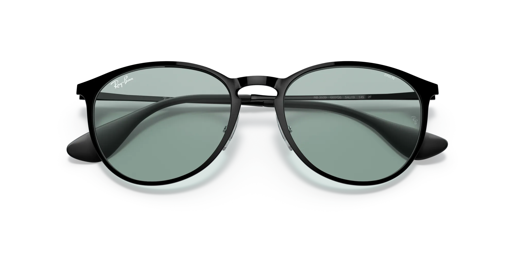 Ray - Ban RB3539 ERIKA METAL 002/Q5 Occhiali da sole Metallo Nero Verde Pantos Fotocromatiche Fotocromatico - immagine 2