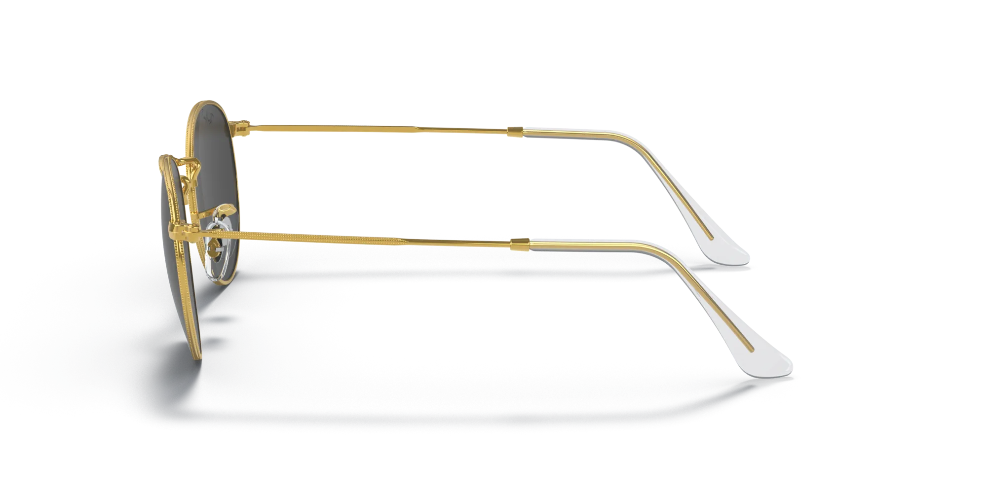 Ray - Ban RB3447 ROUND METAL 919648 Occhiali da sole Metallo Oro Nero Rotonda Polarizzata - immagine 4